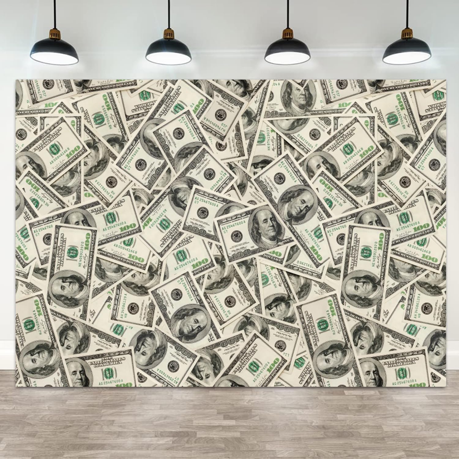 ASDCXZ 6x4ft Money Backdrop US Dollar Banknotes Theme Photography Background Benjamin Franklin 100 Dollar Bill Cash Currency Birthday Banner
