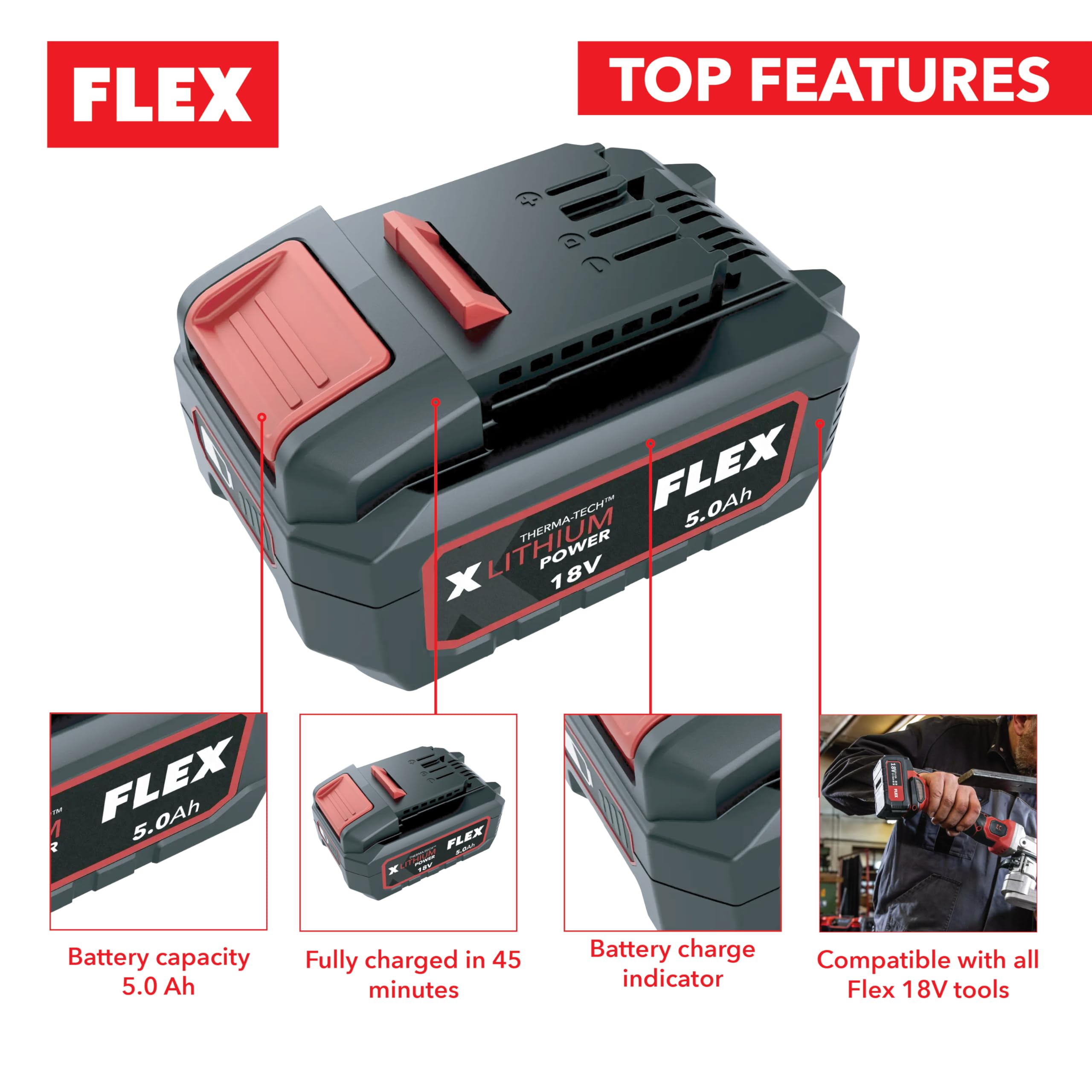 Flex Batería AP18.0/5.0 1 x 5 Ah 18 V Li-Ion