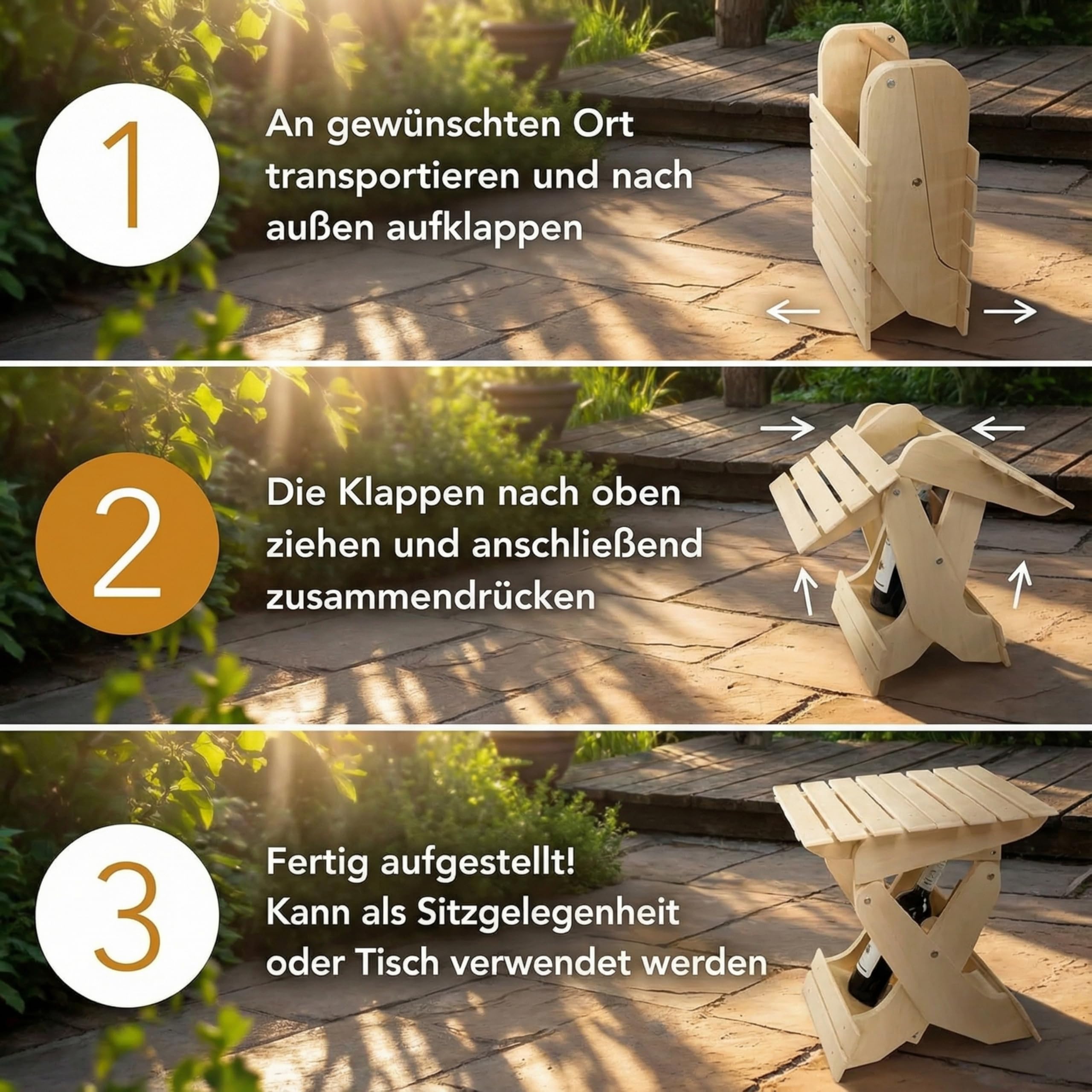 W4 Products Männerhandtasche Holz - Klappbarer Bierträger mit Sitzfunktion - Bier Geschenk für Männer & Bierliebhaber - 6er Flaschenträger aus Holz - Männerhandtasche Bier - Bierträger klappbar
