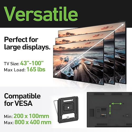 Miniatura 4 de Soporte de pared ultra delgado para televisores de 43 a 100 pulgadas, Vesa 200 x 200-800 x 600, 165 libras, solo perfil .37, soporte, contactos