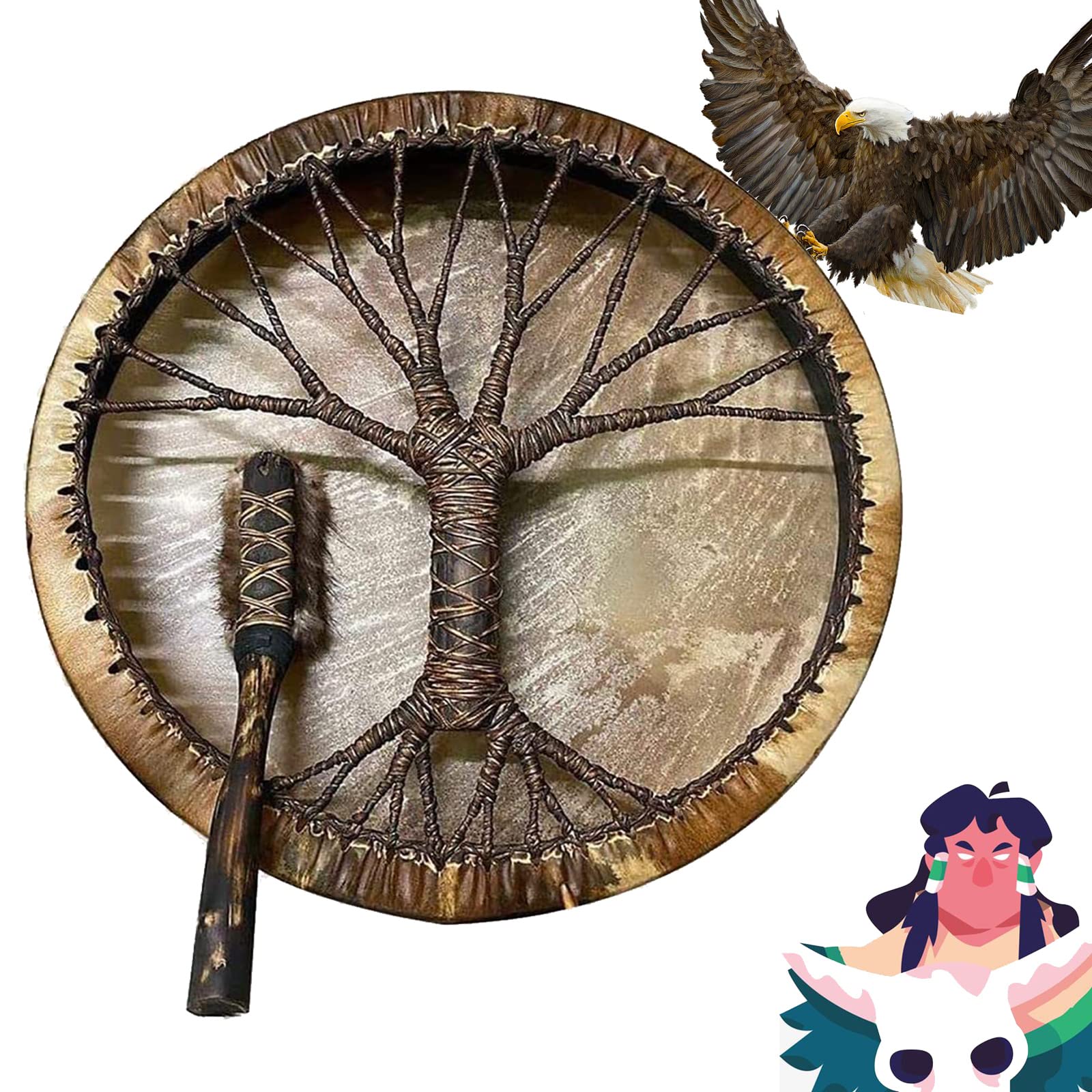 XiXiCCCC Shaman Drum"Tree Of Life" Siberian Drum Spirit Music,Shaman Drum Stick.