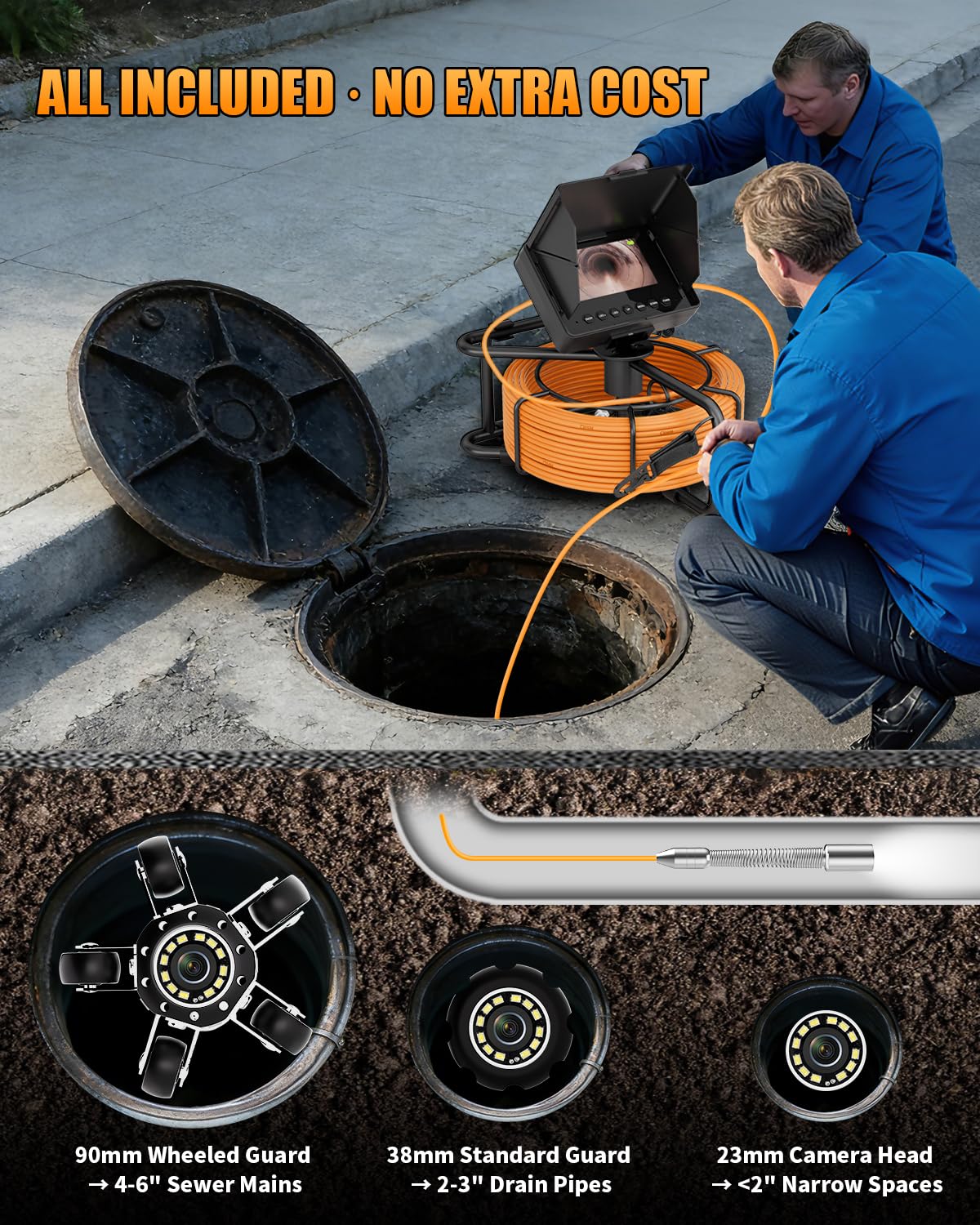Sewer Camera 100ft - 1080P Inspection -4