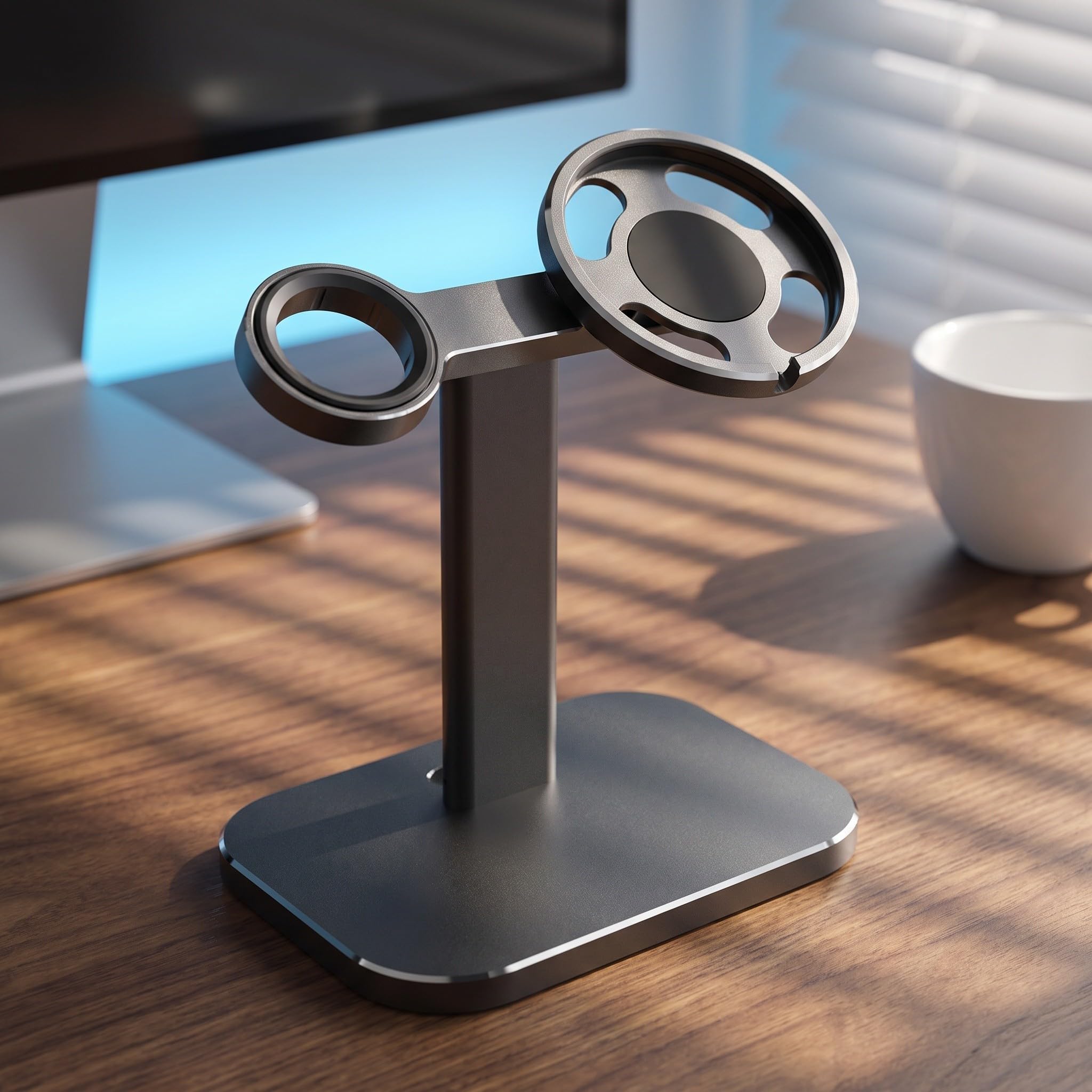Soporte de Carga Inalámbrico para Teléfono y Reloj de Aluminio Negro
