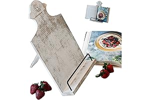 Wooden Adjustable Cookbook Stands with Metal Rail and Heavy Base