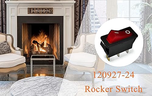 Miniatura 6 de 2 unidades 120927-24 Encendido apagado 120 voltios 3 clavijas interruptor basculante iluminado para chimeneas eléctricas FMI Desa 29-159-1