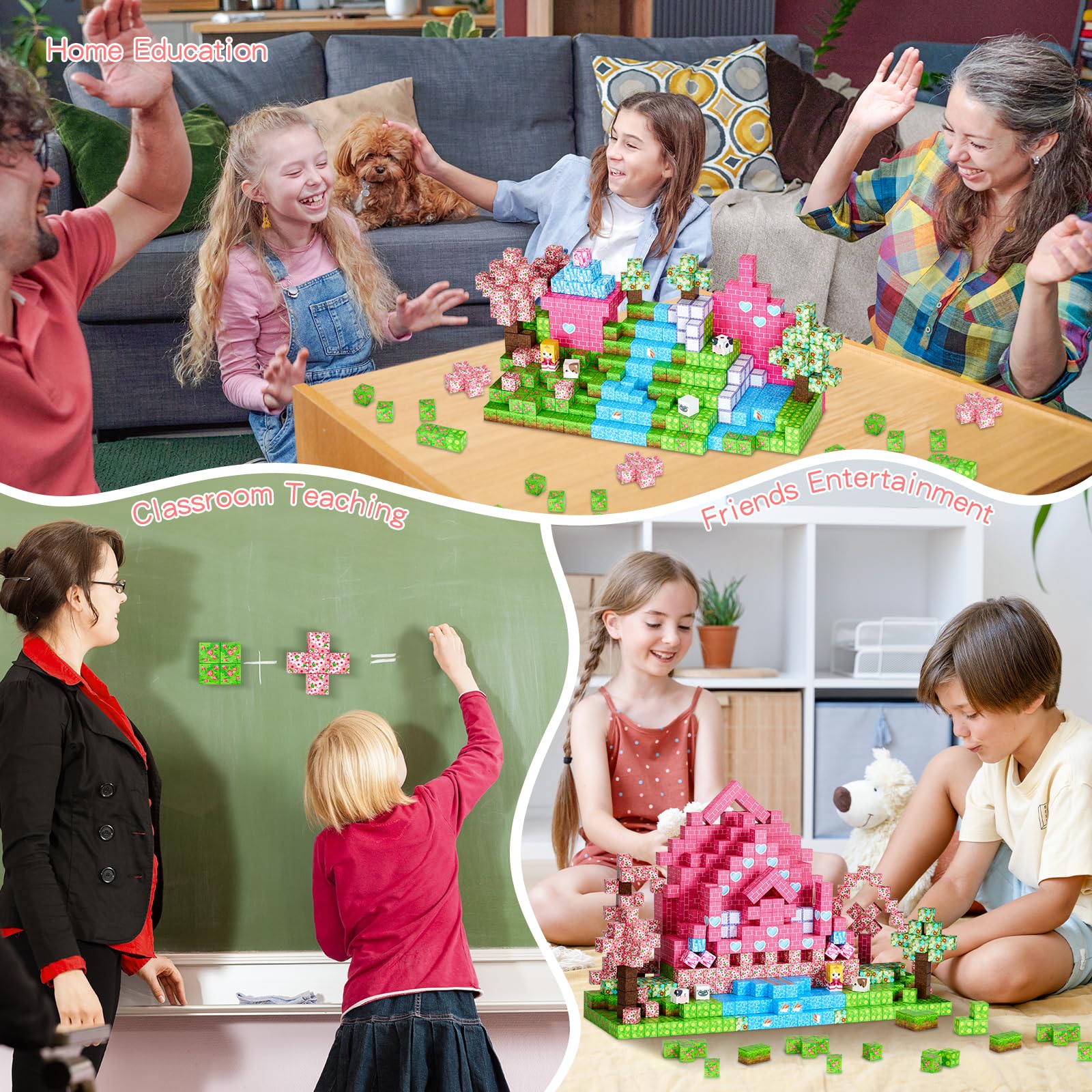 Bloques de Construcción Magnéticos 154Pcs Creativos, Verde | Bloques Magnéticos Juguetes Sensoriales, Juego de Construcciones Magneticas para Niños de 3 + Años