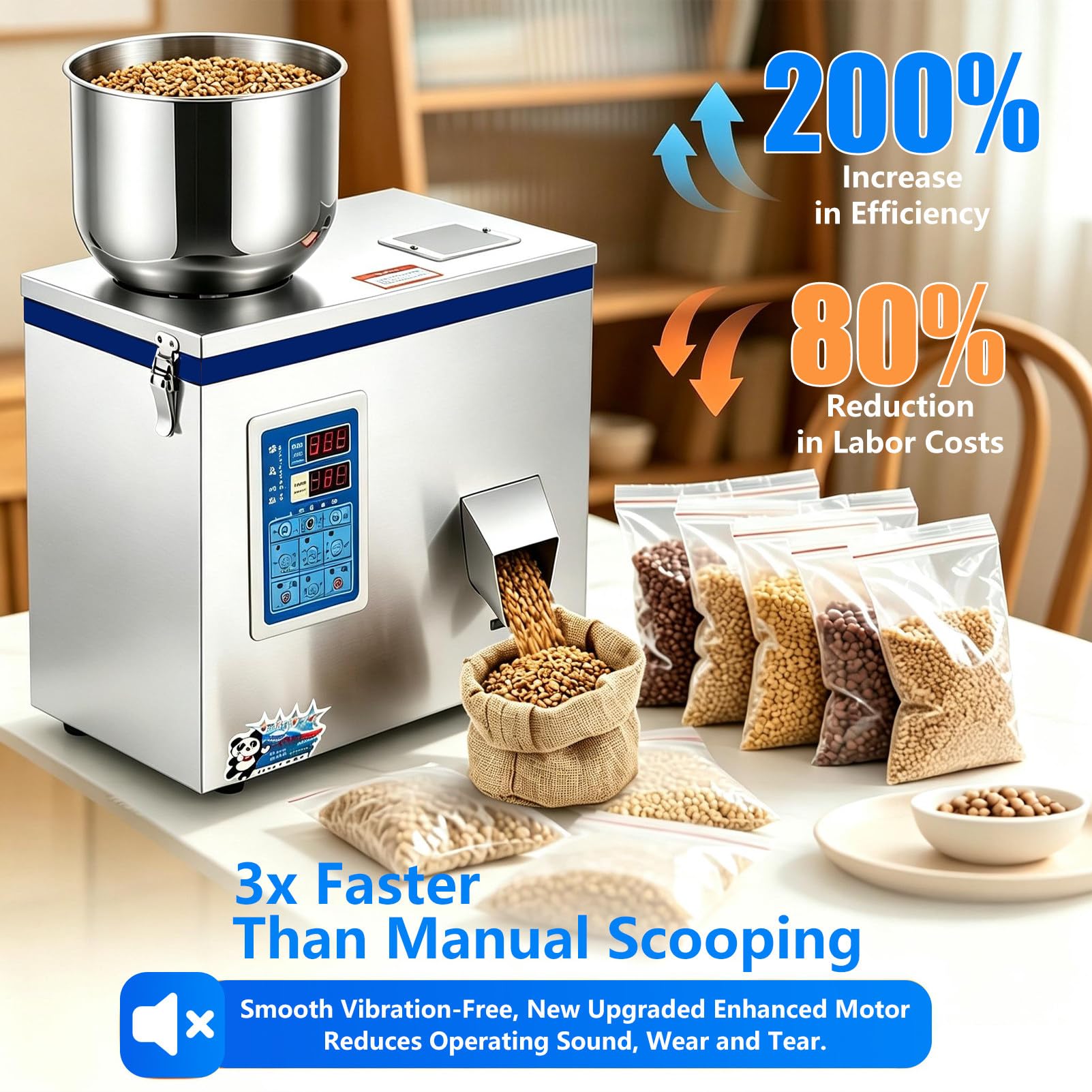 Automatischer Pulverdosierer, Automatische Abfüllanlage für Pulver in Beutel und Flaschen, mit Einer Genauigkeit von ±0,2 g, für die Verpackung von Mehl und Bohnen. 100g