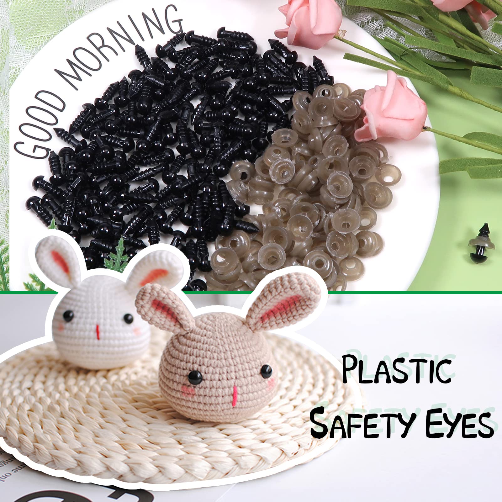 Occhi Di Sicurezza Per Amigurumi – Kit 150 Pezzi, 6-12 Mm, Con Rondelle E Strumento, Per Pupazzi E Bambole