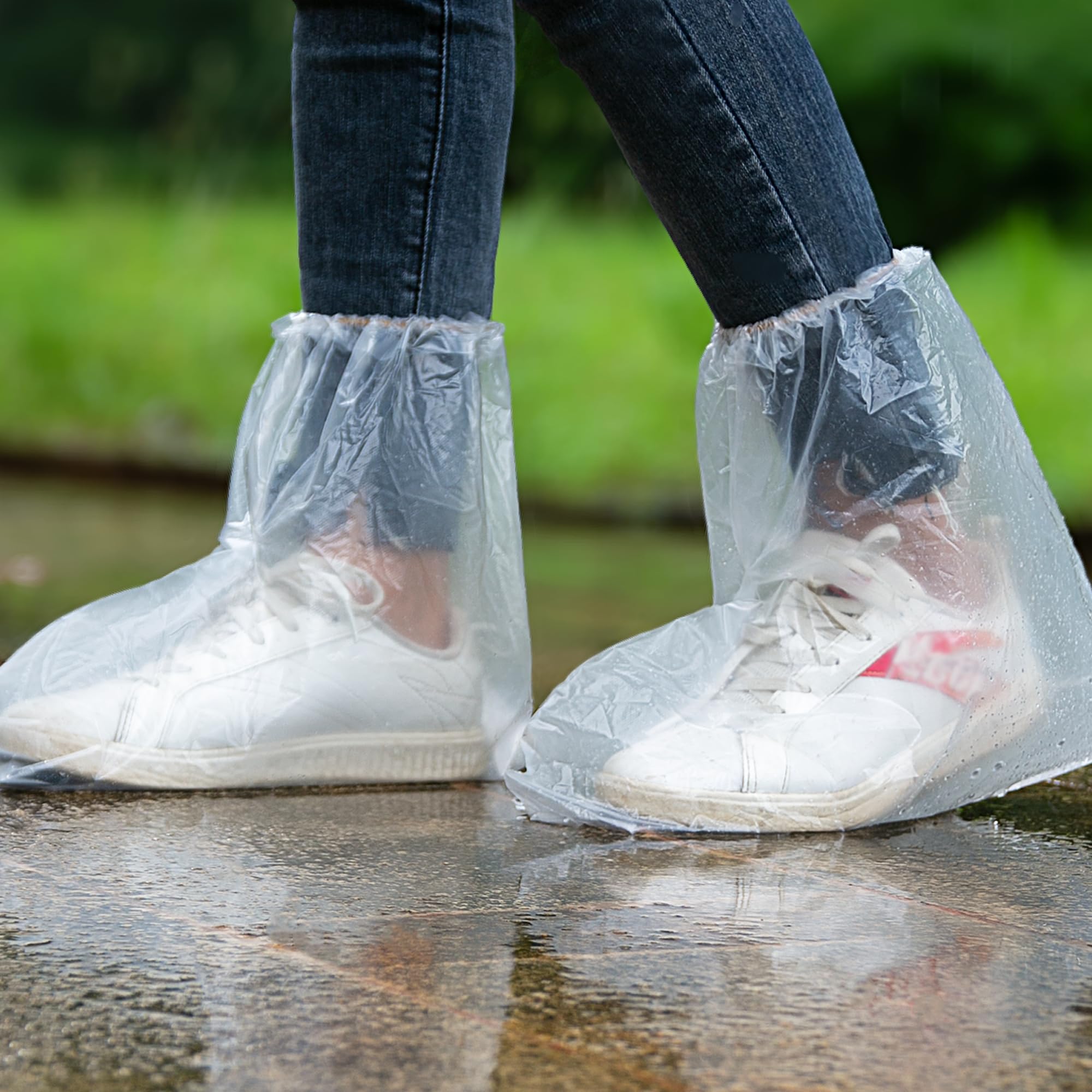 Copriscarpe Impermeabili Monouso Antiscivolo Trasparenti con Elastico per Pioggia Uomo Donna