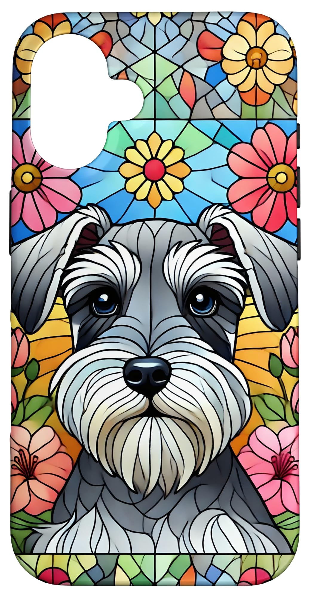 Stained Glass Miniature Schnauzer Dog Case for iPhone 16