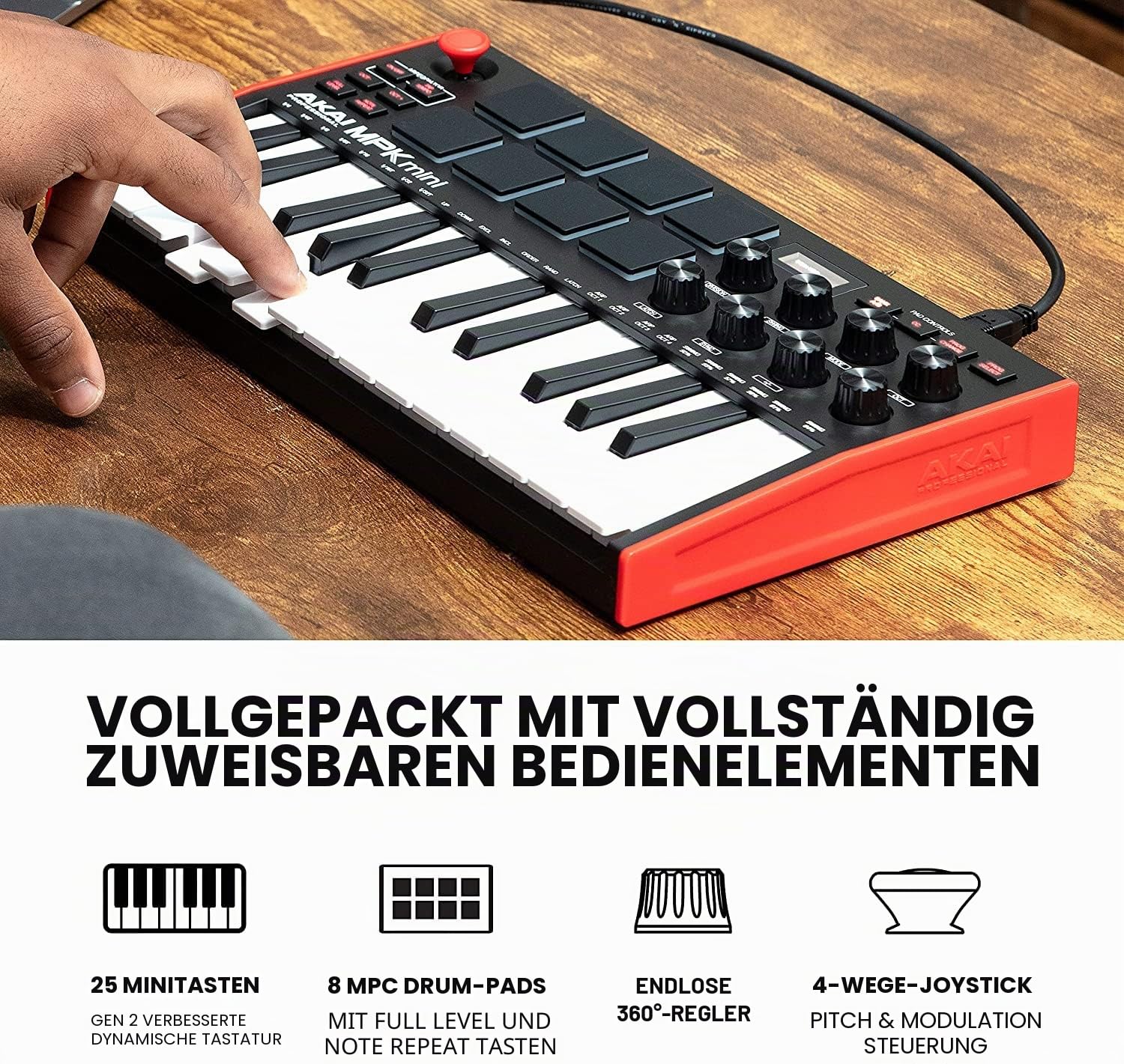 Akai Professional APC Mini MK2 - USB MIDI Pad Controller für Clip Launching mit Ableton Live Lite & AKAI Professional MPK Mini MK3 – 25-Tasten USB MIDI Keyboard Controller