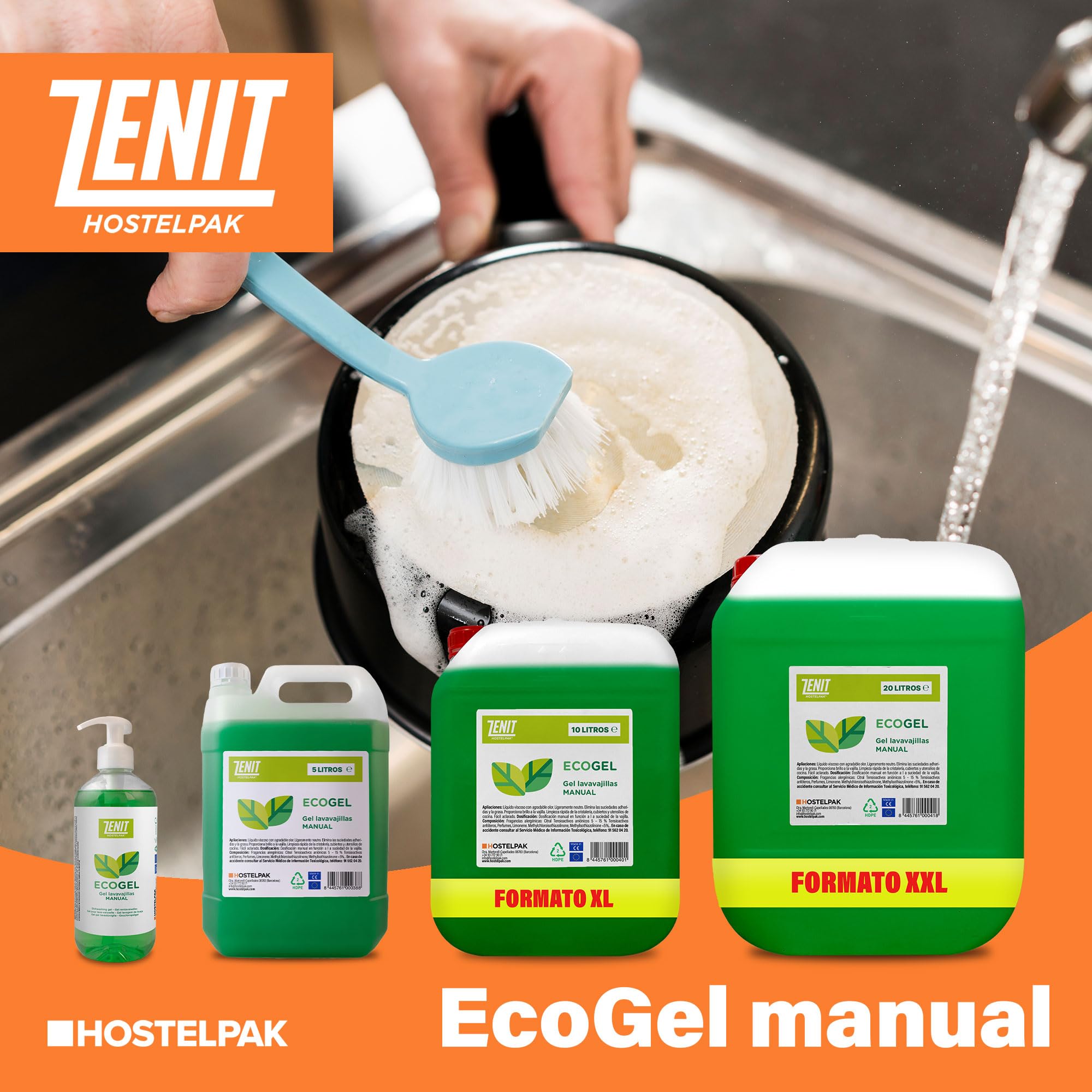 Detegrente lavavajillas manual | lavavajillas a mano | detergente liquido 5 l (Paquete 4)