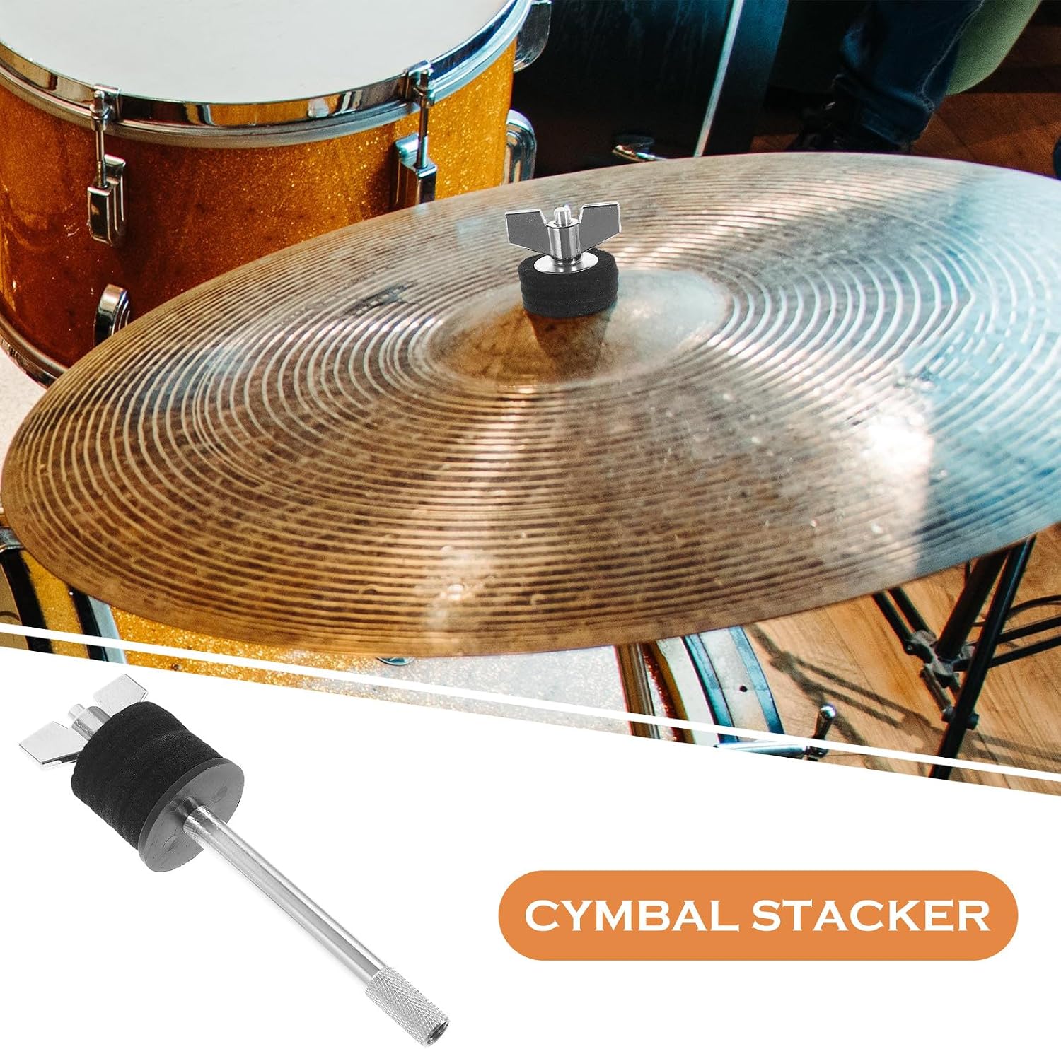 Cymbal Stacker Drum Hardware Black Double Layer Extension Mount Bracket for Percussion Cymbal Stand Attachment Compatible with Boom Arm Mounts