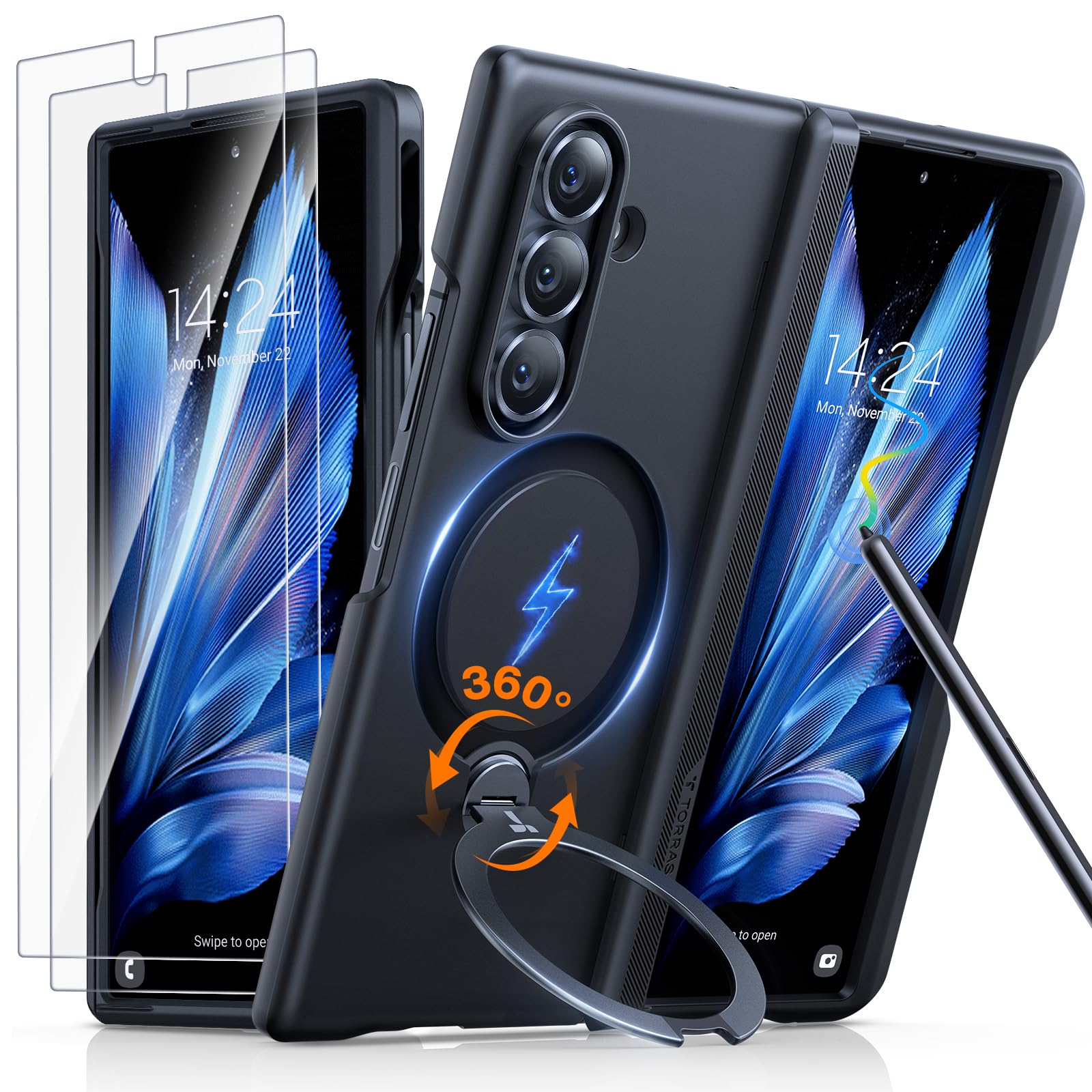Galaxy Z Fold 7 国内版　Torras magsafeケースセット Amazon.com: TORRAS 360 Spin Magnetic Stand for Galaxy Z Fold 7