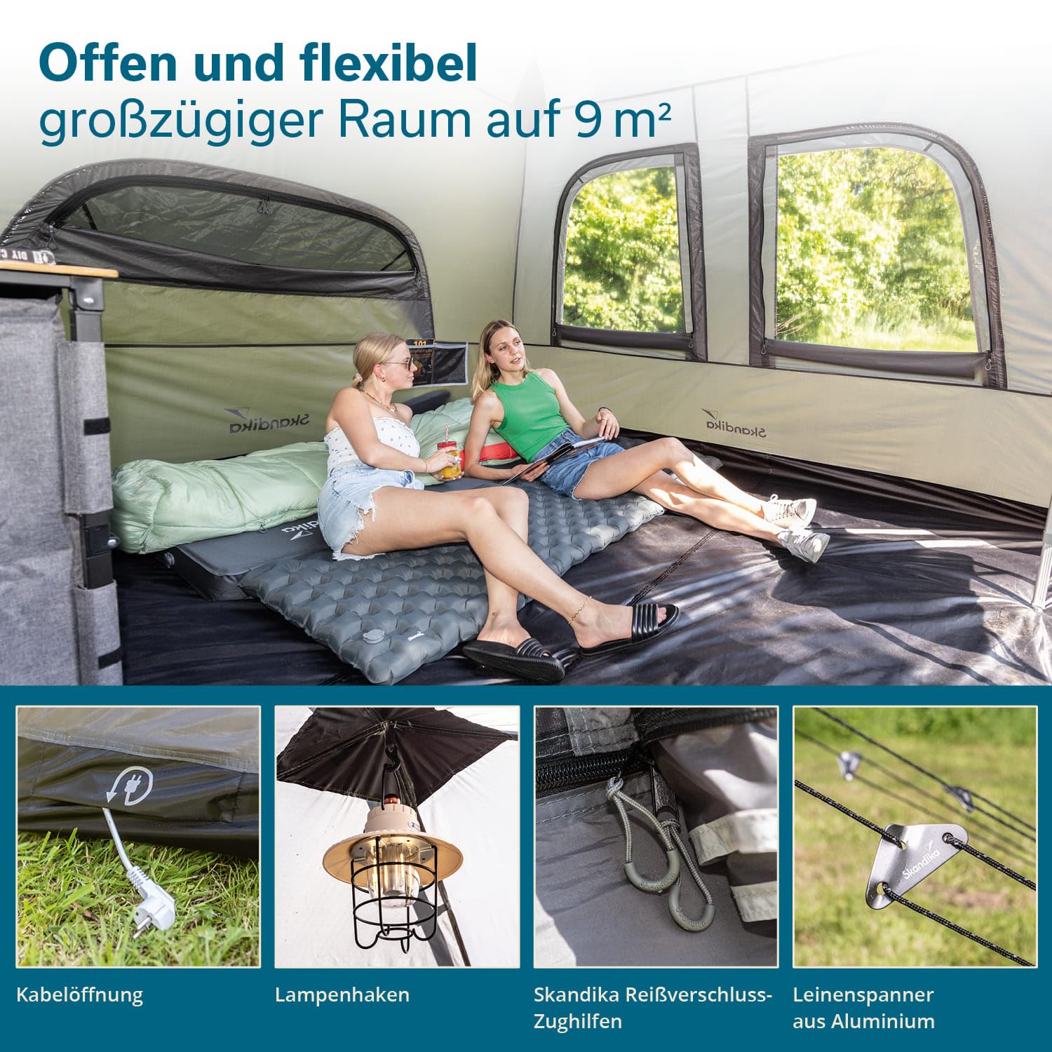 Skandika Zelt Hognes 4 Protect Quick-Start | Pop Up Campingzelt für 4 Personen, Steilwandzelt, einfacher Aufbau, wasserdicht, UPF 50+, Moskitonetz, Tunnelzelt | Hauszelt, Festivalzelt, Camping Outdoor