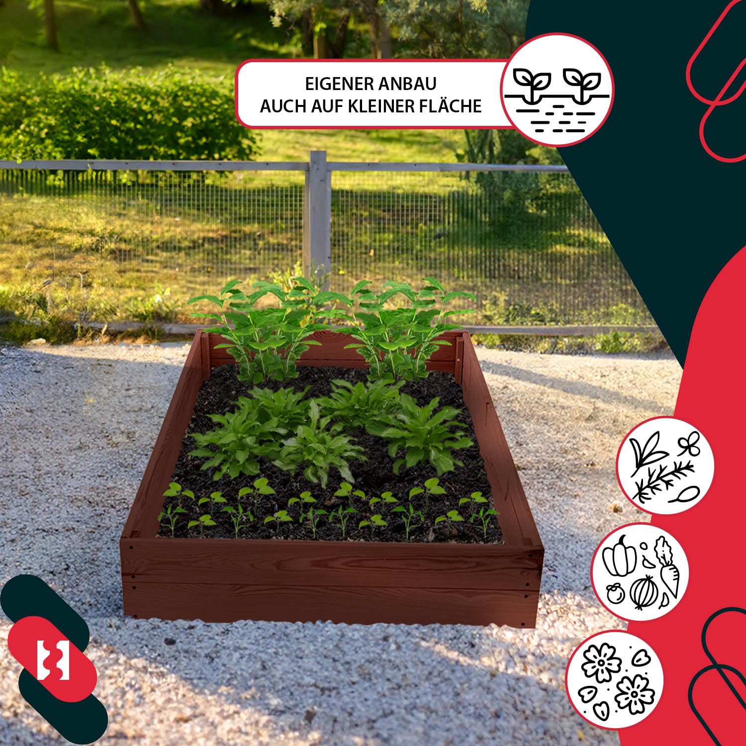 KOTARBAU® Jardinière surélevée en bois pour fleurs 120x100x18cm Imprégnée, pots de plantes marron, marron, 140 x 80 x 18 cm
