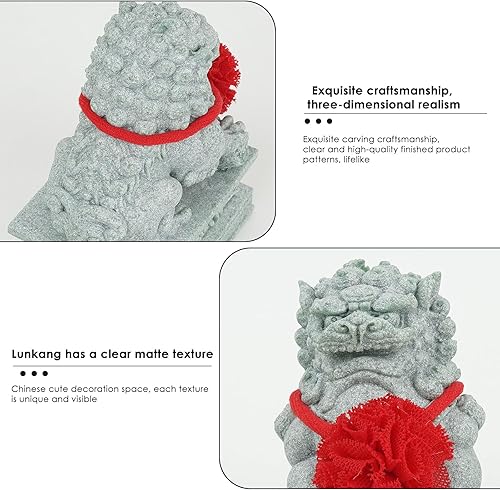 Miniatura 6 de 2 estatuas de león guardián Feng Shui, león de piedra para protección del hogar, decoración para riqueza y buena suerte, regalo perfecto para
