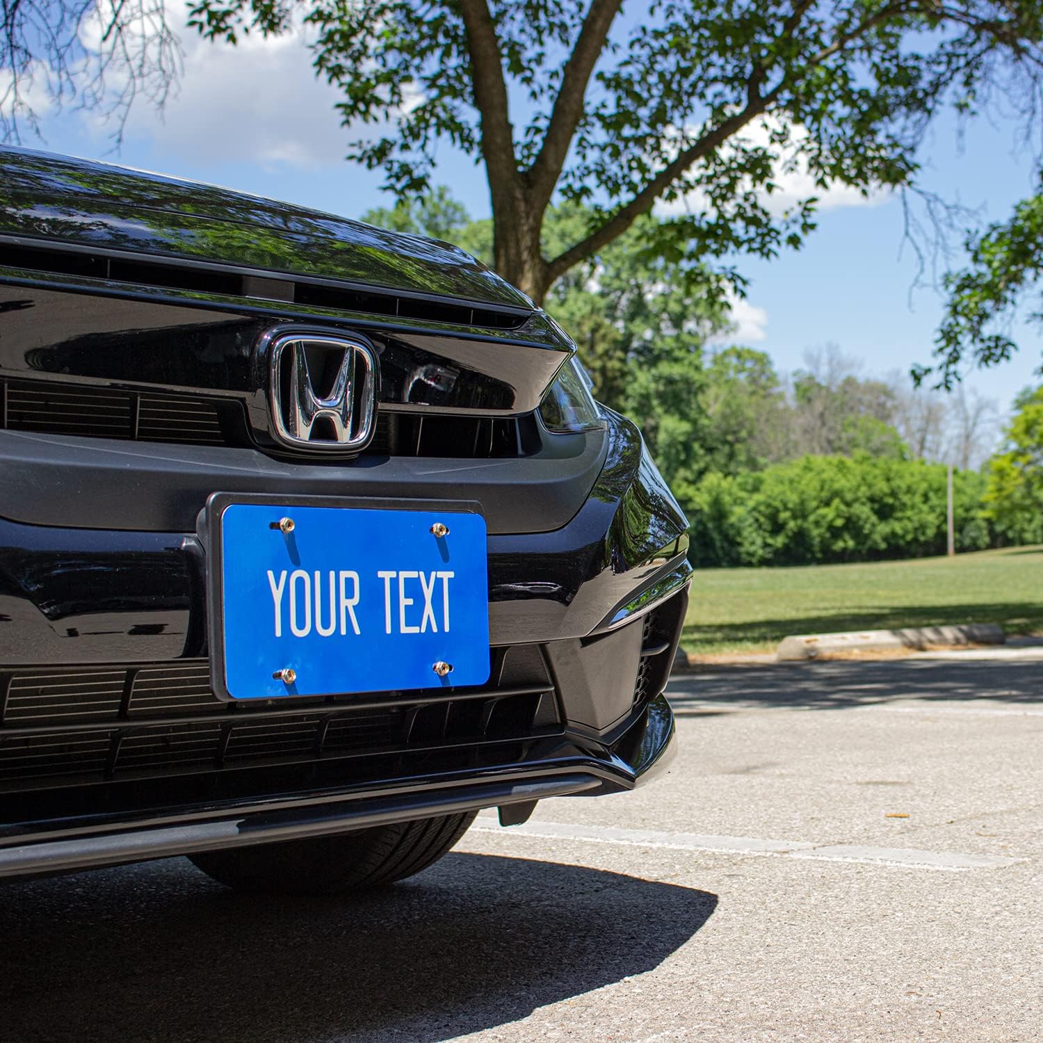 Custom License Plate for Front of Car – Personalized Car Tags – 6” x 12” Universal Fit (Royal Blue)