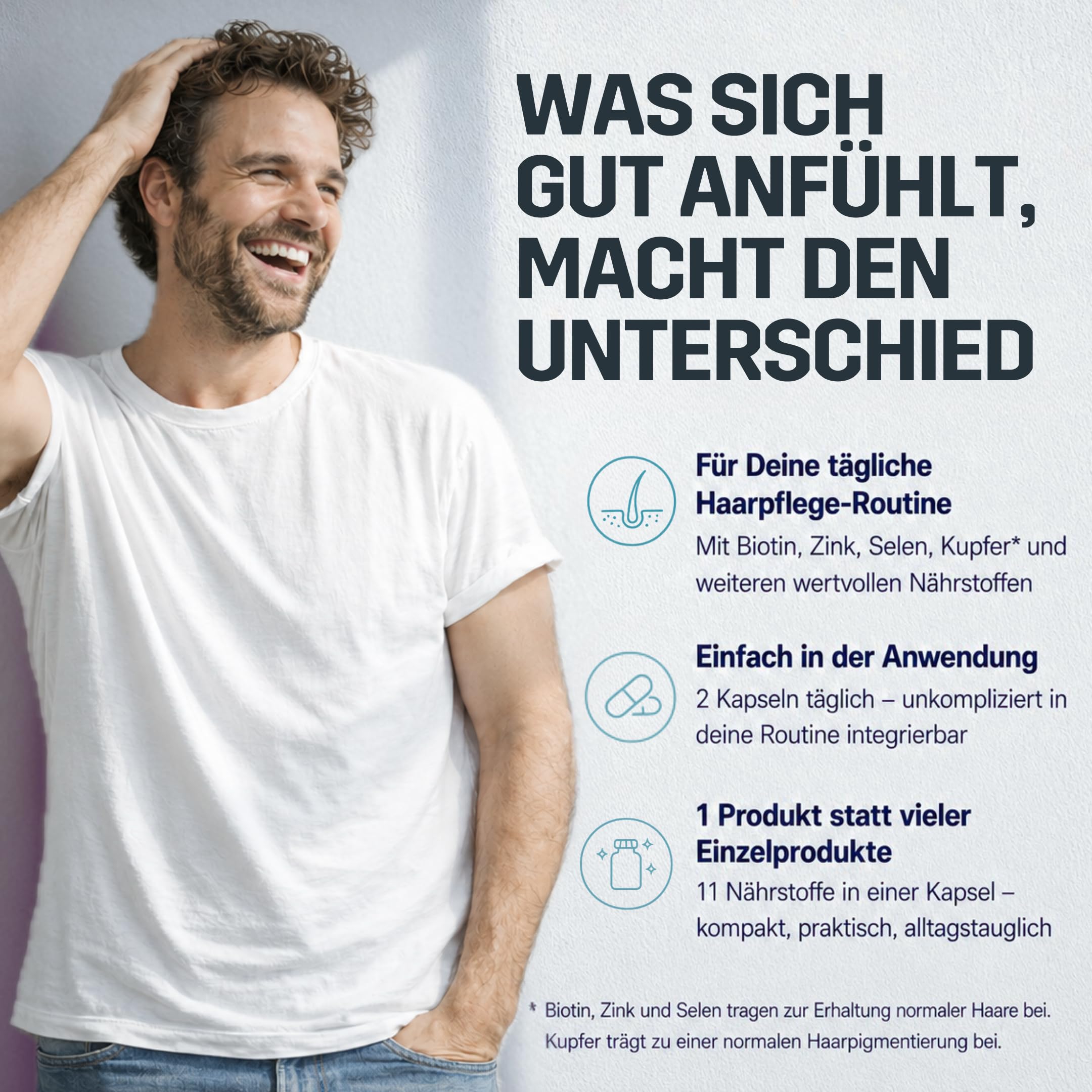 Mister Buddy+ HAIR – Nährstoff-Komplex mit 5.000 µg Biotin – 90 Kapseln