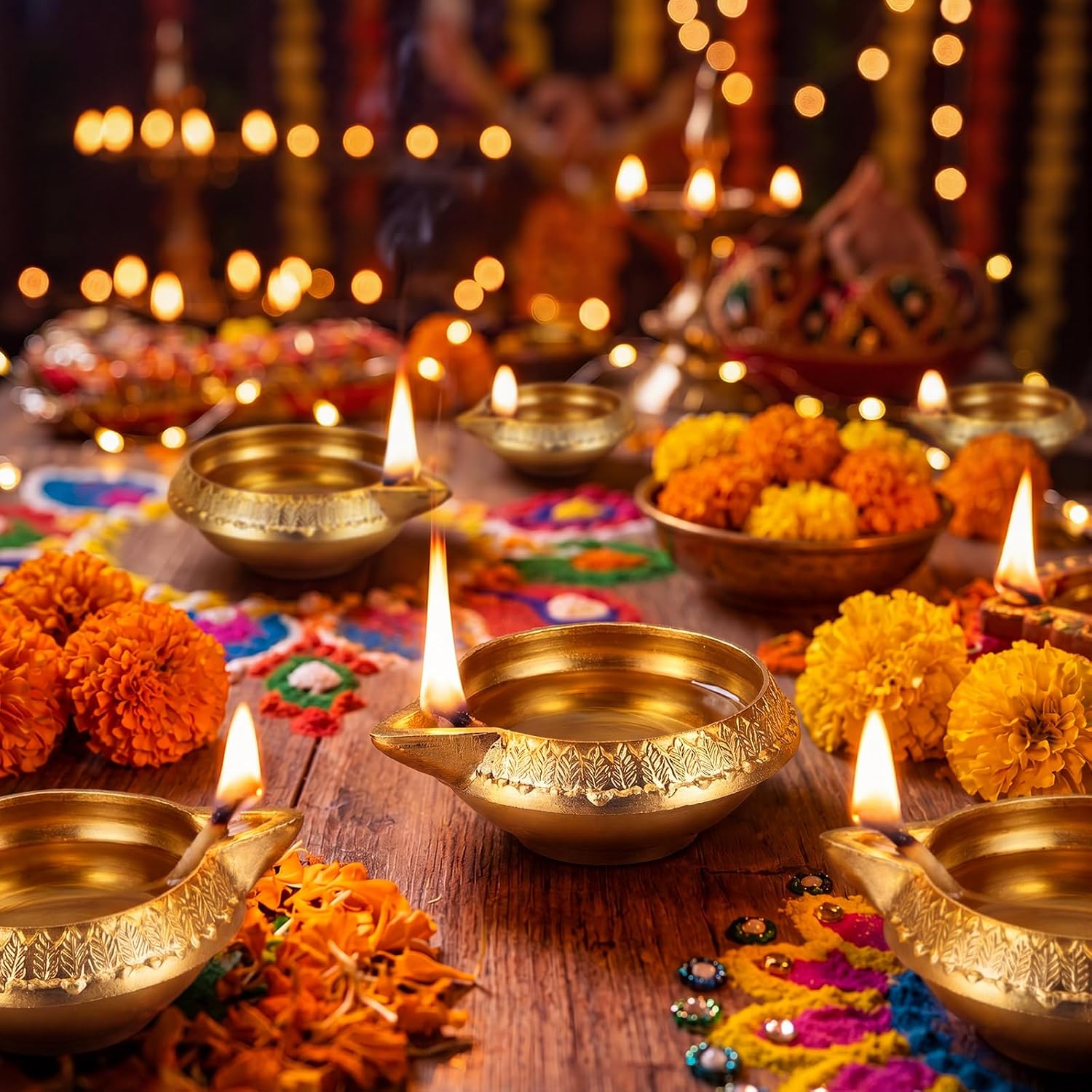 Retisee 20 Pcs Kuber Diya for Diwali Decoration Brass Metal Oil Lamp Traditional Diwali Diya Vilakku with Storage Box to be Used with Cotton Wick or Roli for Puja Pooja Indian Deepawali Gift Items