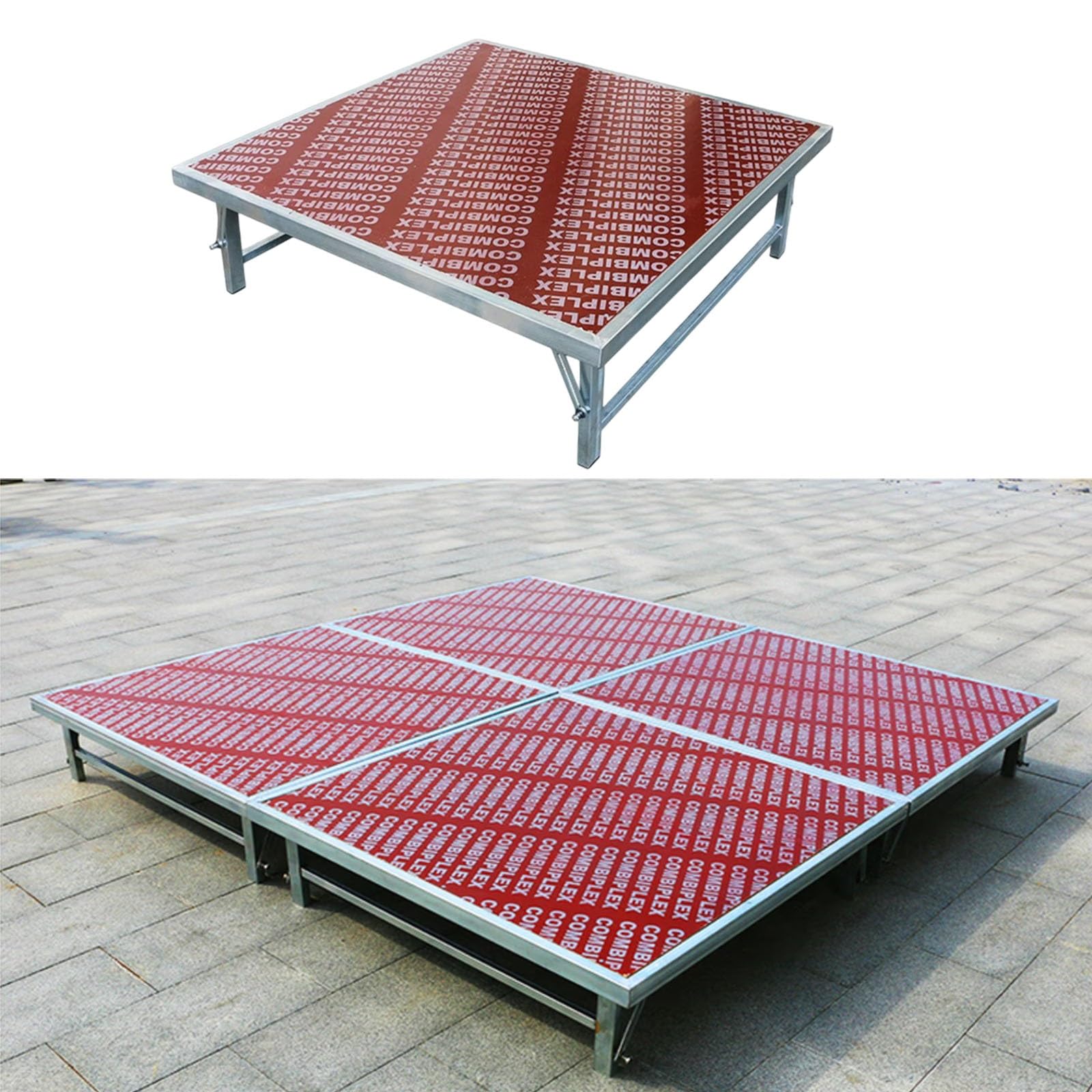 Piattaforma portatile per palcoscenico, 22 x 22,6 cm, resistente piattaforma modulare, superficie antiscivolo, capacità 599,6 kg, pieghevole per DJ, matrimoni, eventi scolastici, spettacoli dal vivo