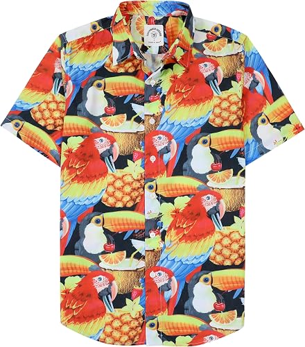 Dubinik® Chemise Hawaienne Homme Aloha Chemise Homme Manches Courtes Tropical Ca