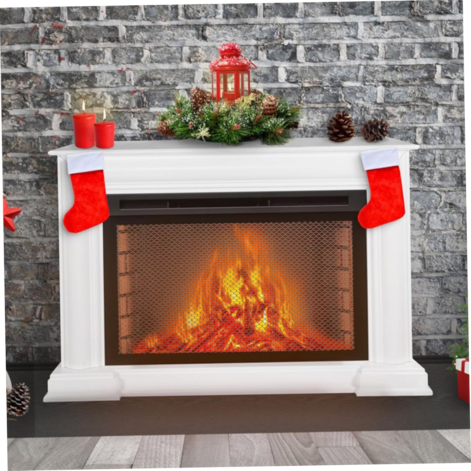 2pcs Fireplace Mesh Screen Curtains with Handles Xin Black Iron Sparks Guard Panels Heat Resistant Fireplace Screen Curtains for Hearth Protection and Spark Prevention