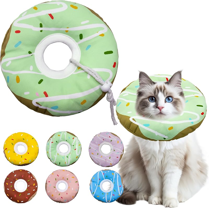 Colar Cone de Recuperação Ajustável e Impermeável para Gatos Seyezo, Verde, Tamanho L