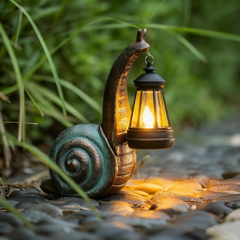 Solar Garden Snail Statue,Lawn Decor Statue for Patio, Balcony, Yard Ornament - Mothers Day Gifts for Mom Grandma Women