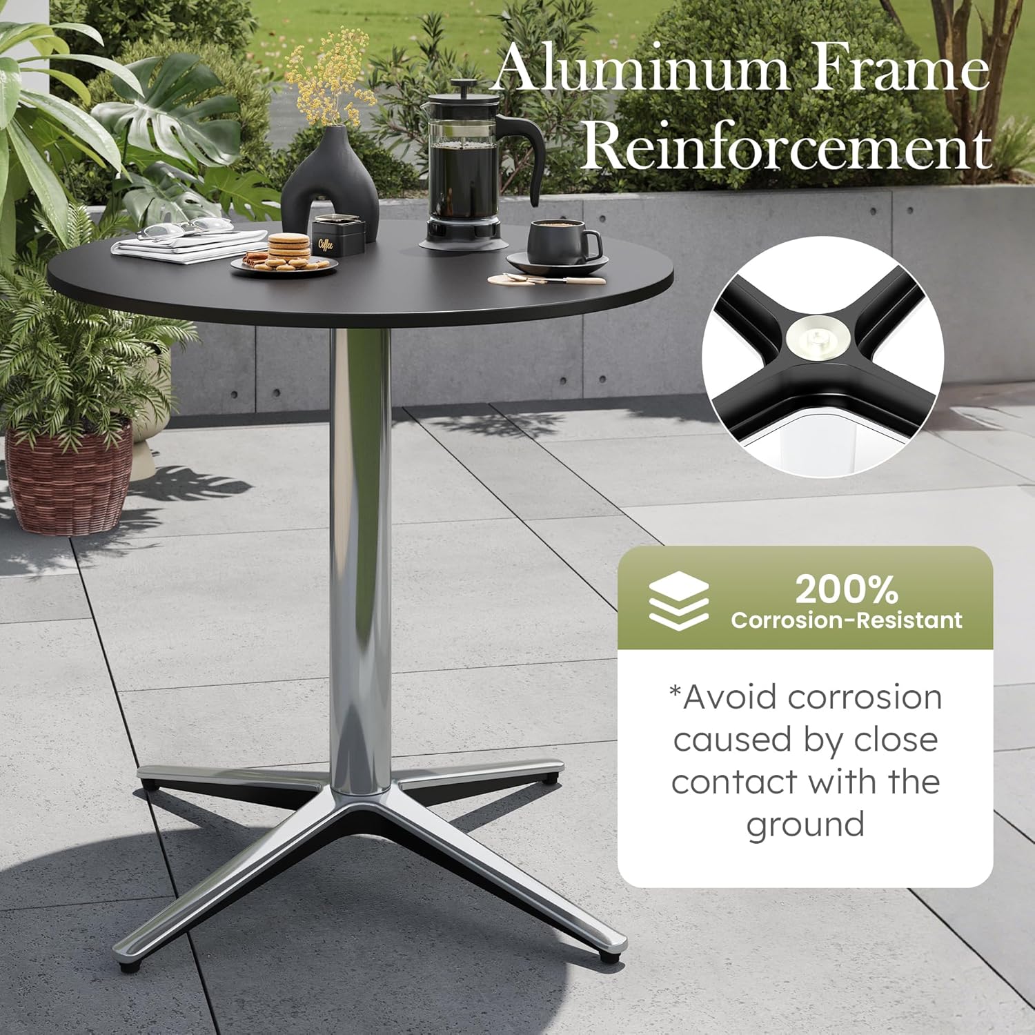 Sophia & William 30" Round Bistro Table,Outdoor Coffee Table，Round Outdoor Small Table Modern Style for Porch Pool Balcony Deck Bronze
