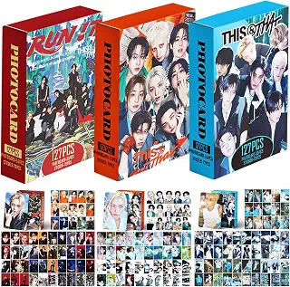 PYAJUU ストレイキッズフォトカード3枚セット KPOP SKZ THIS & THAT アルバム フォトカード ステッカーセット KPOP ギフト RUN IT Lomo Merch for SKZ 男の子 女の子 Straykids グリーティングカード 2026年 C