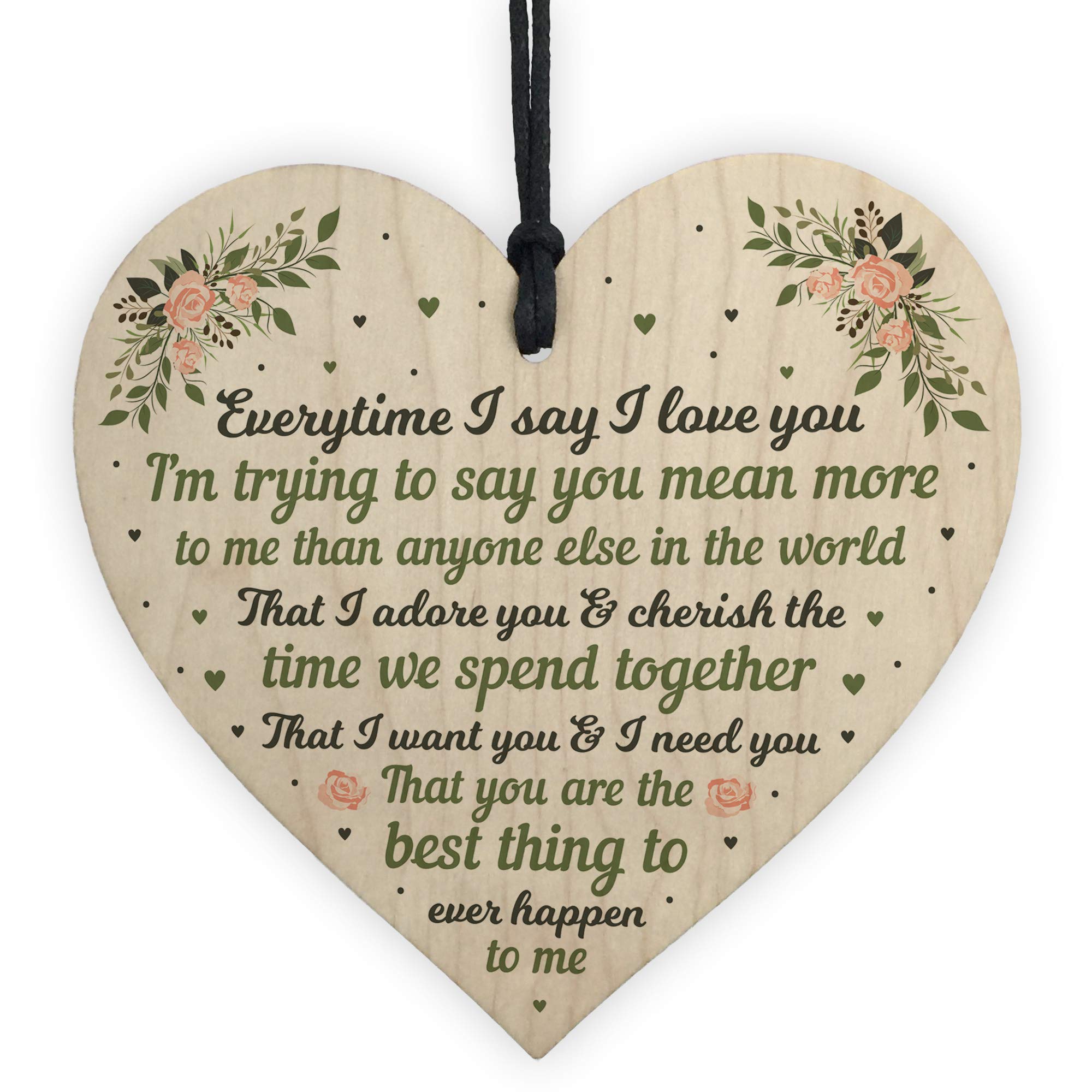 Red Ocean I Love You Plaque Wood Heart Special Anniversary Birthday Gift For Husband Wife