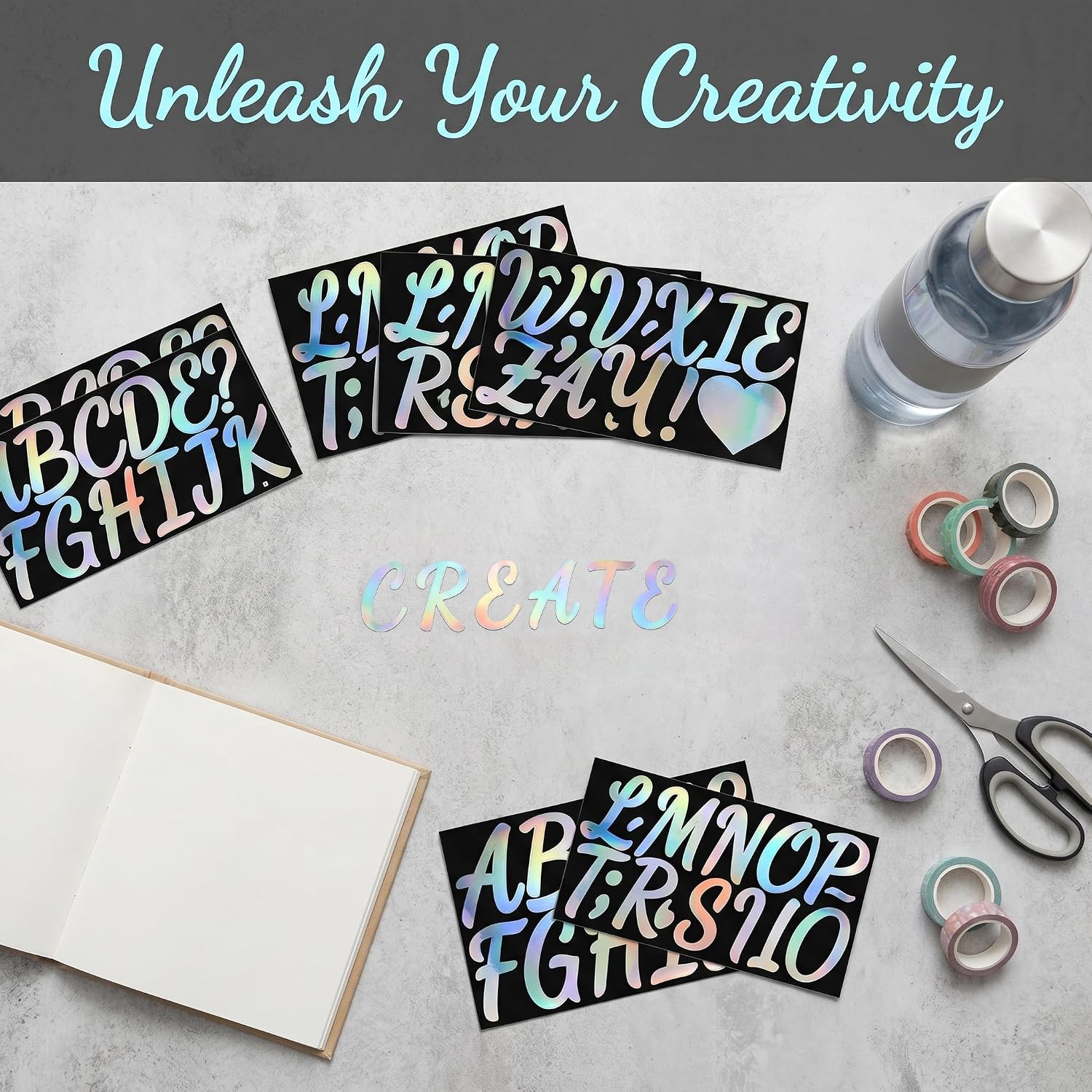 Letter Stickers Large, 144 PCS Alphabet Stickers, 2.5 inch Silver Stick on Letters Glitter Viny Sticker Letters Waterproof Big Lettering Self Adhesive for Mailbox Graduation Cap DIY 12 Sheets
