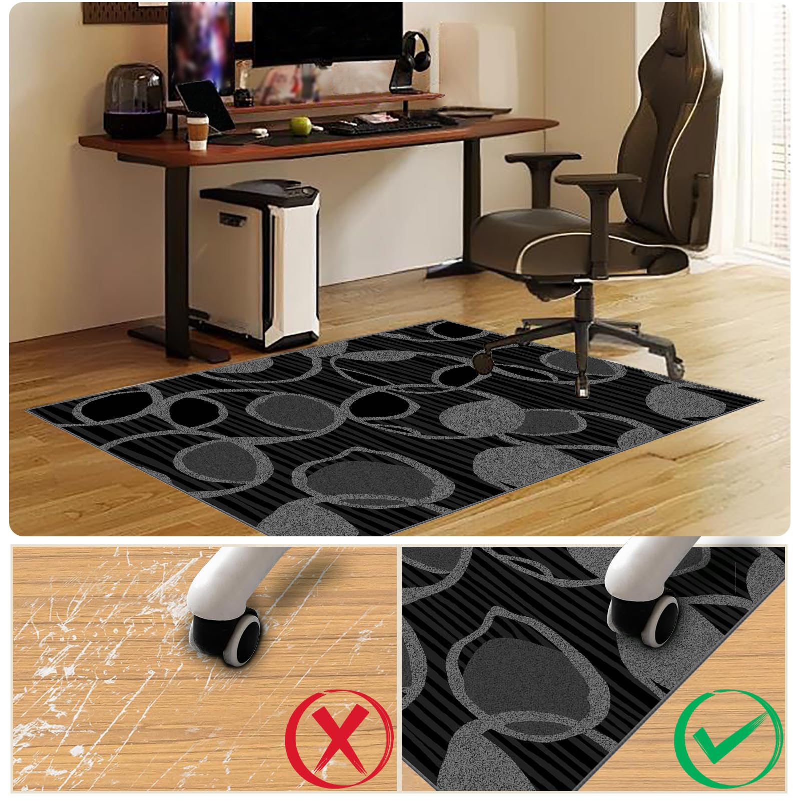 Unterlage Schreibtischstuhl, Bodenschutzmatte Bürostuhl Unterlage-Kratzfest für Parkett Hartböden Computerstuhl Teppiche für Stühle Anti-Silp Gaming Bürostuhl Stuhlmatten Stuhlunterlage 70 x 120 cm