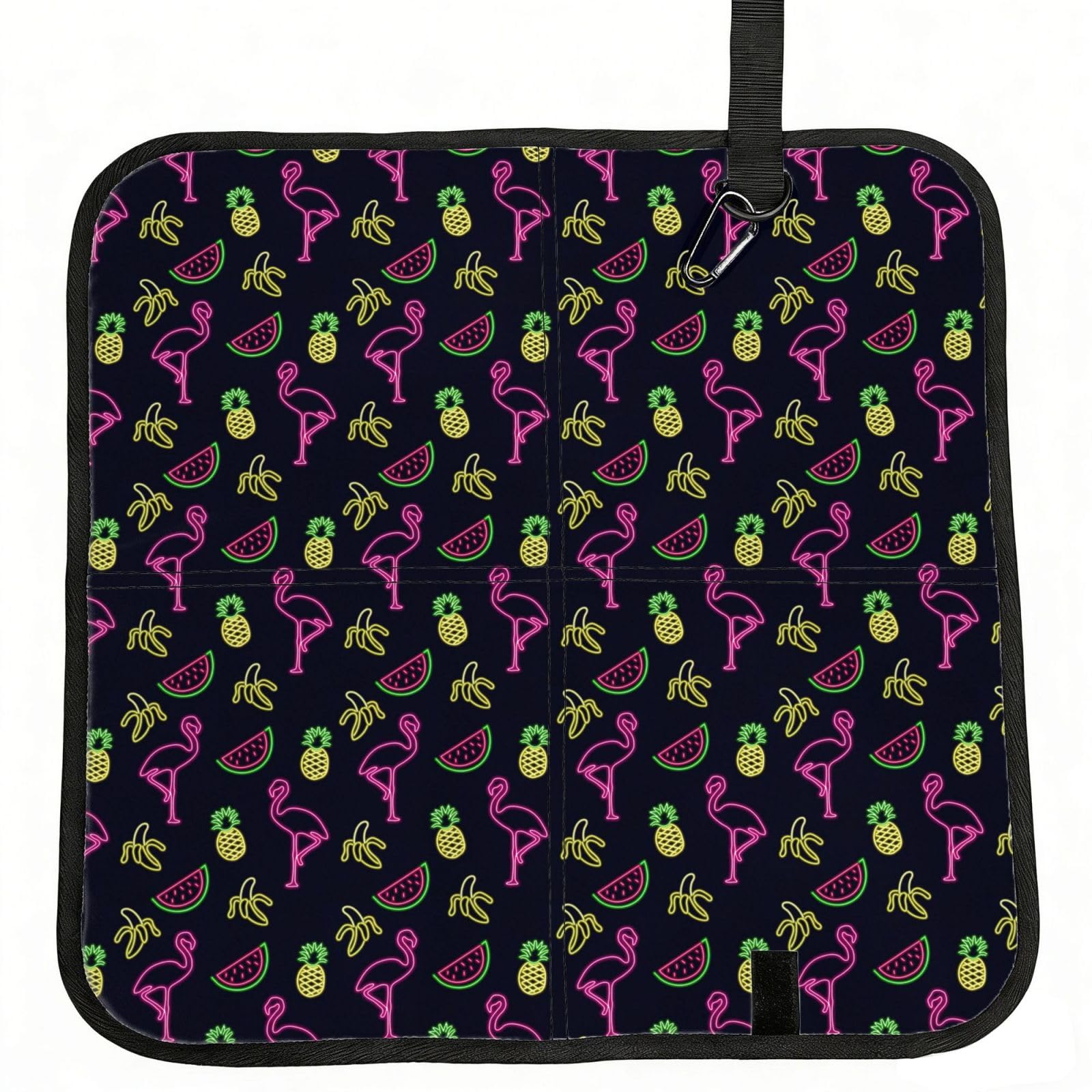 NImongt Pineapple Banana Flamingo Print Portable Chair Pad Foldable Seat Cushion Outdoor Seating Office Picnic Camping