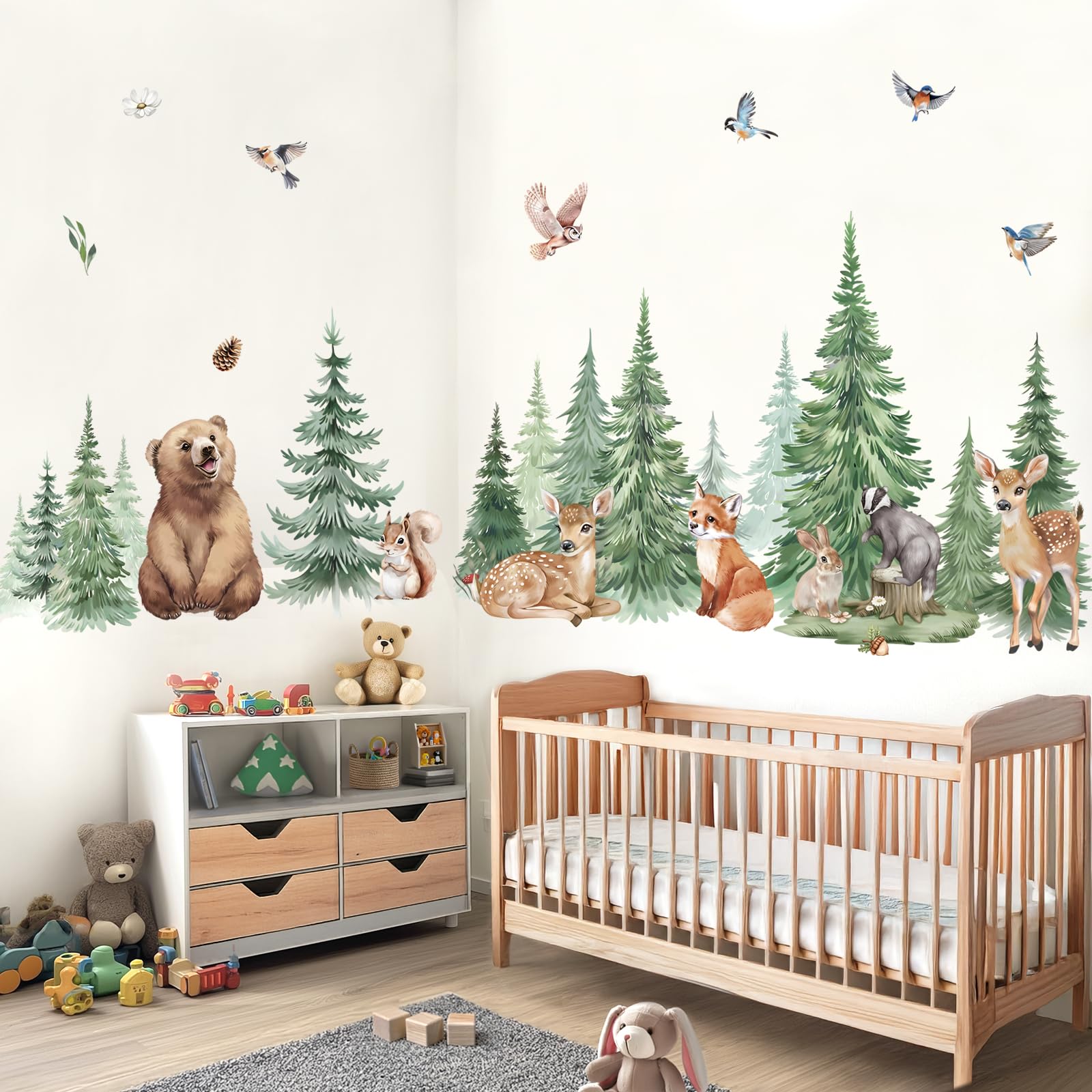 Wandtattoo Waldtiere Baum Design - Abziehbar & Rückstandslos Für Kinderzimmer