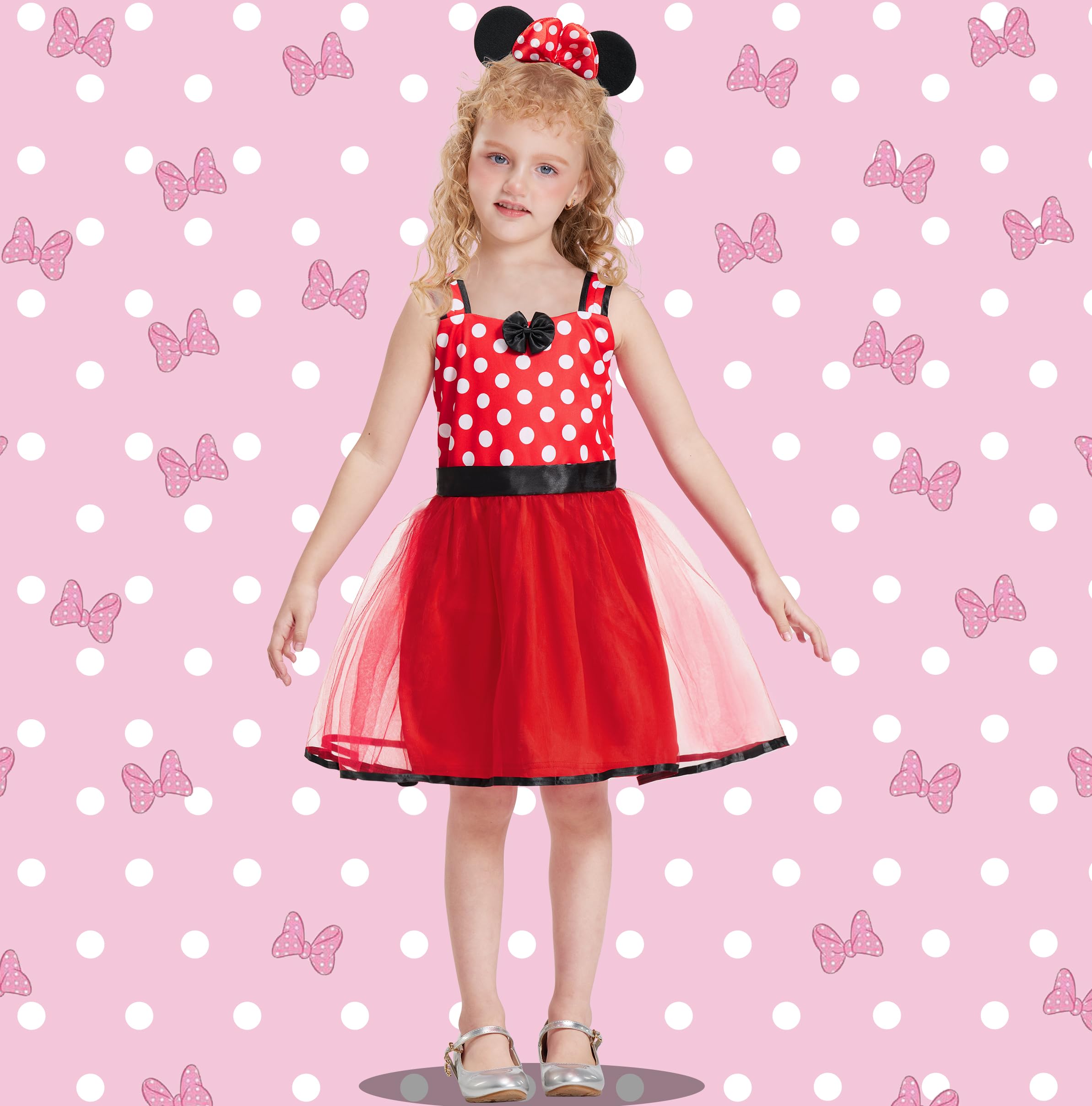 Princess Dress Up Trunk for Toddler Girls, 6 Pcs Fancy Costume Dresses Outfit Pack for Toddlers 2T 3-4T 4-6T