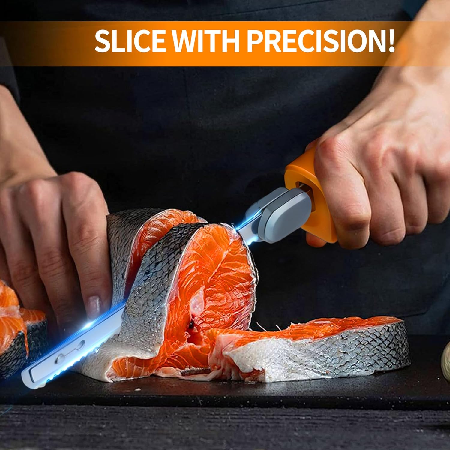 Electric Knife, Electric Carving Knife Set with Two Serrated Stainless Steel Blades, Carving Fork, with Non Slip Handle, Safety Lock and Storage Case for Meat, Bread Fish,Other and Foods.