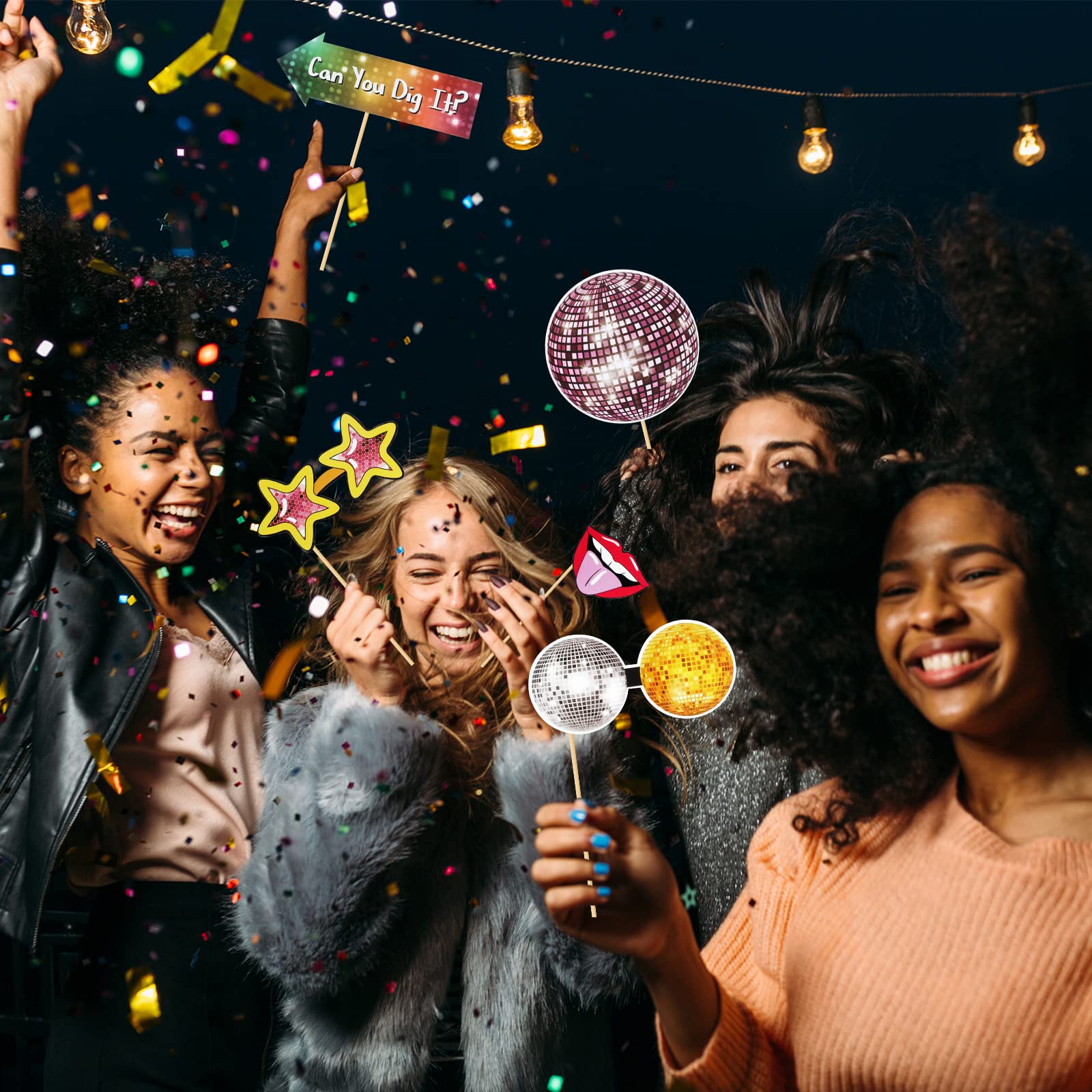 20 szt. rekwizyty do budki fotograficznej z muzyką dyskotekową, budka fotograficzna, motyw muzyczny disco muzyka impreza dekoracja