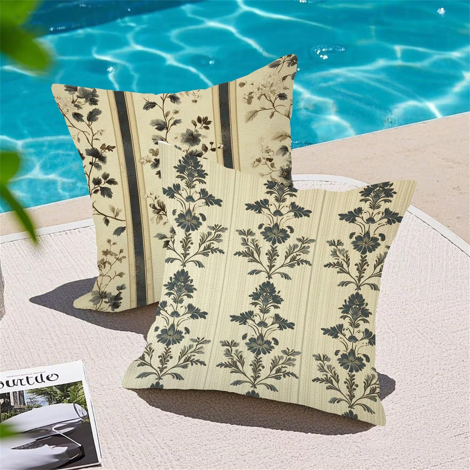Juego de 4 Fundas Cojines Crema Flores (5) 60 x 60 cm Fundas Cojines, Decoración Moderna Cojin Exterior, para Sofá salón Coche Cama Sillas Decoración, Cuadrado Terciopelo Sofá Cojín Exterior m-442