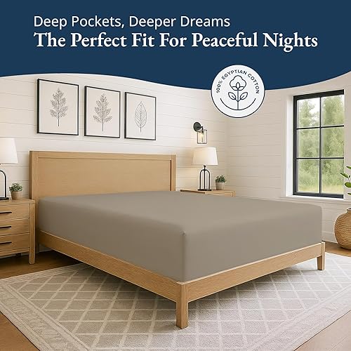 Miniatura 5 de Lane Linen Sábana bajera ajustable 100% algodón egipcio tamaño King solamente (79"x81" + 16") - Elegante tejido satén, ultrasuave, transpirable,