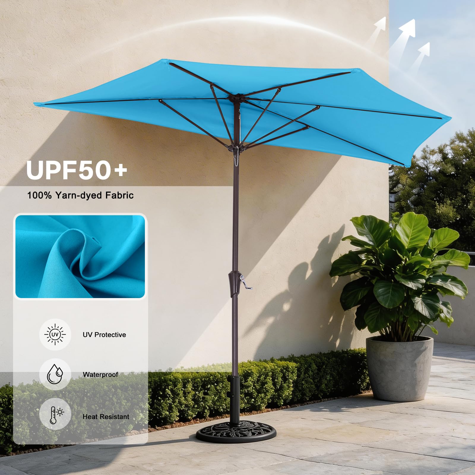 Amazon.com : ABCCANOPY Patio Umbrella 9FT Outdoor Half Umbrella(Turquoise)