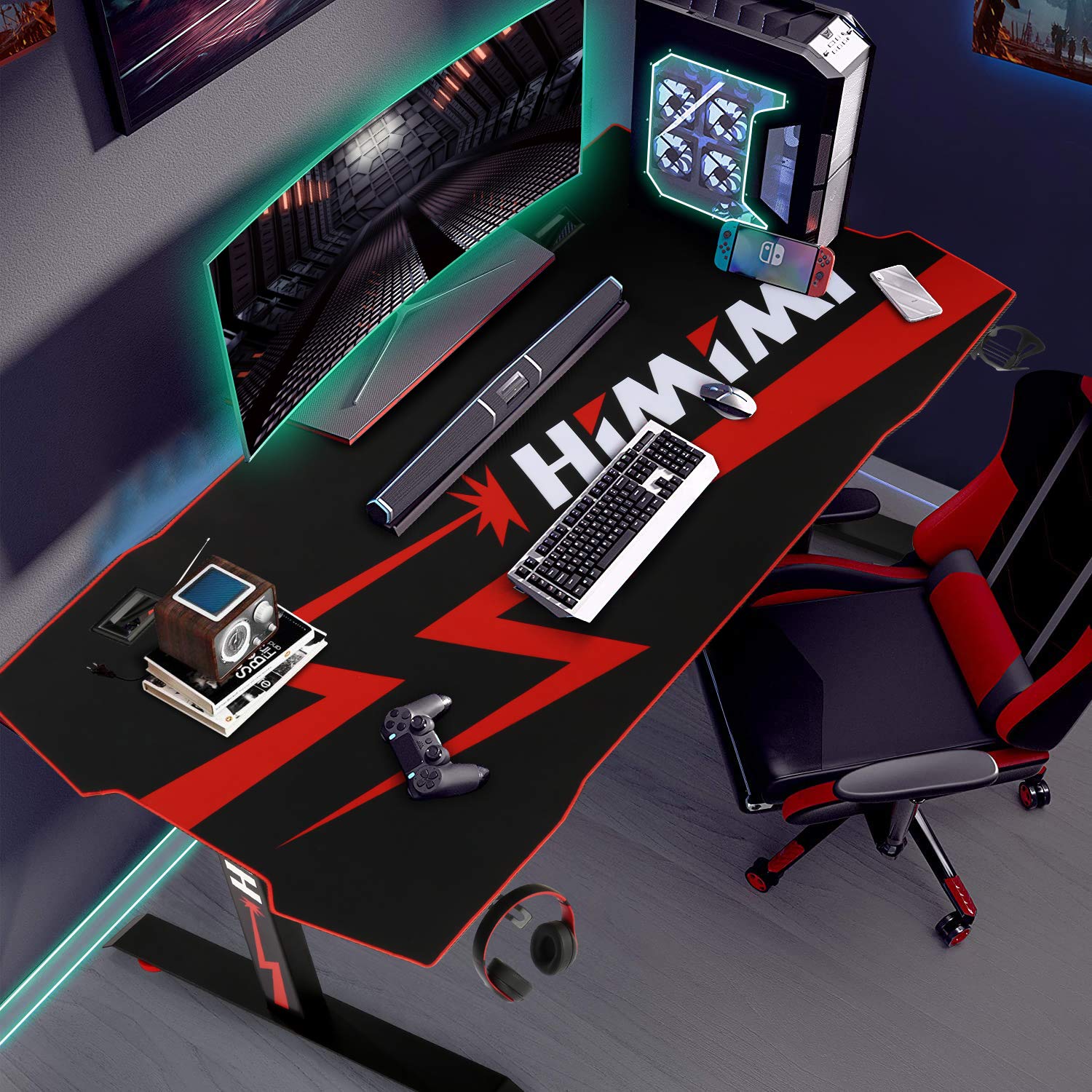 Computer Gaming Desk, Large Gaming PC Desk 60 inch, Black Computer Desk