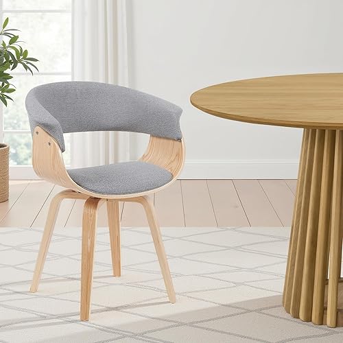 Armen Living Silla de comedor tapizada Summer Mid-Century en acabado de roble gris y estampado