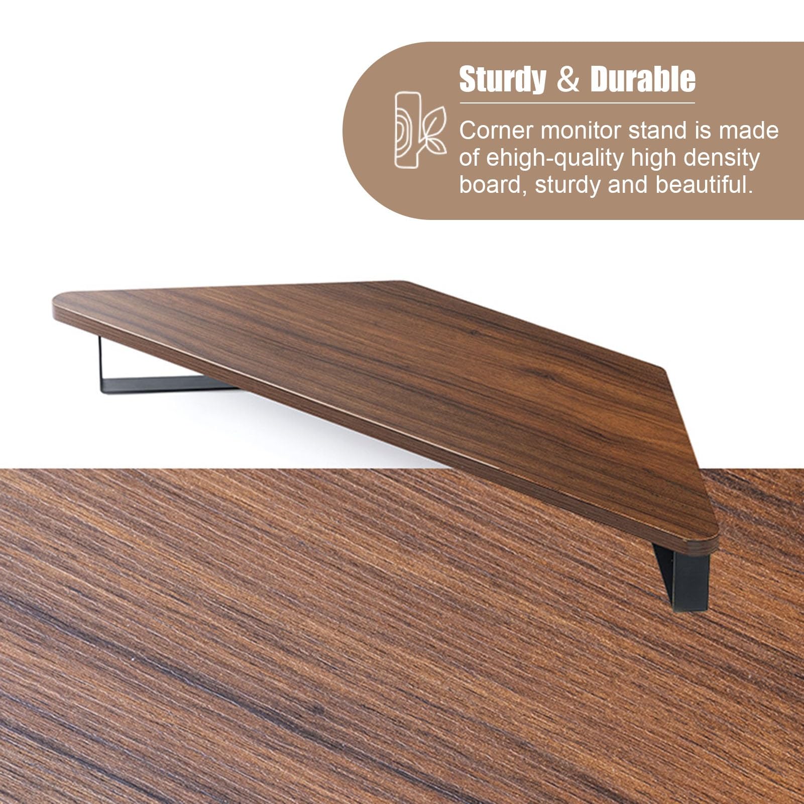 Supporto per monitor per scrivania da ufficio, design triangolare ad angolo alto, con supporto in metallo e tappetino antiscivolo, mensola organizer universale da scrivania per sala studio, altezza