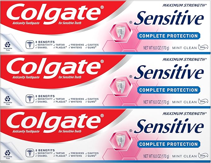 Colgate Sensitive Toothpaste, Complete Protection, Mint - 6 Ounce (Pack of 3)