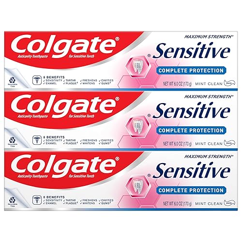 Colgate Sensitive Toothpaste, Complete Protection, Mint - 6 Ounce (Pack of 3) - 3 Fl Oz (Pack of 1) - Complete Protection