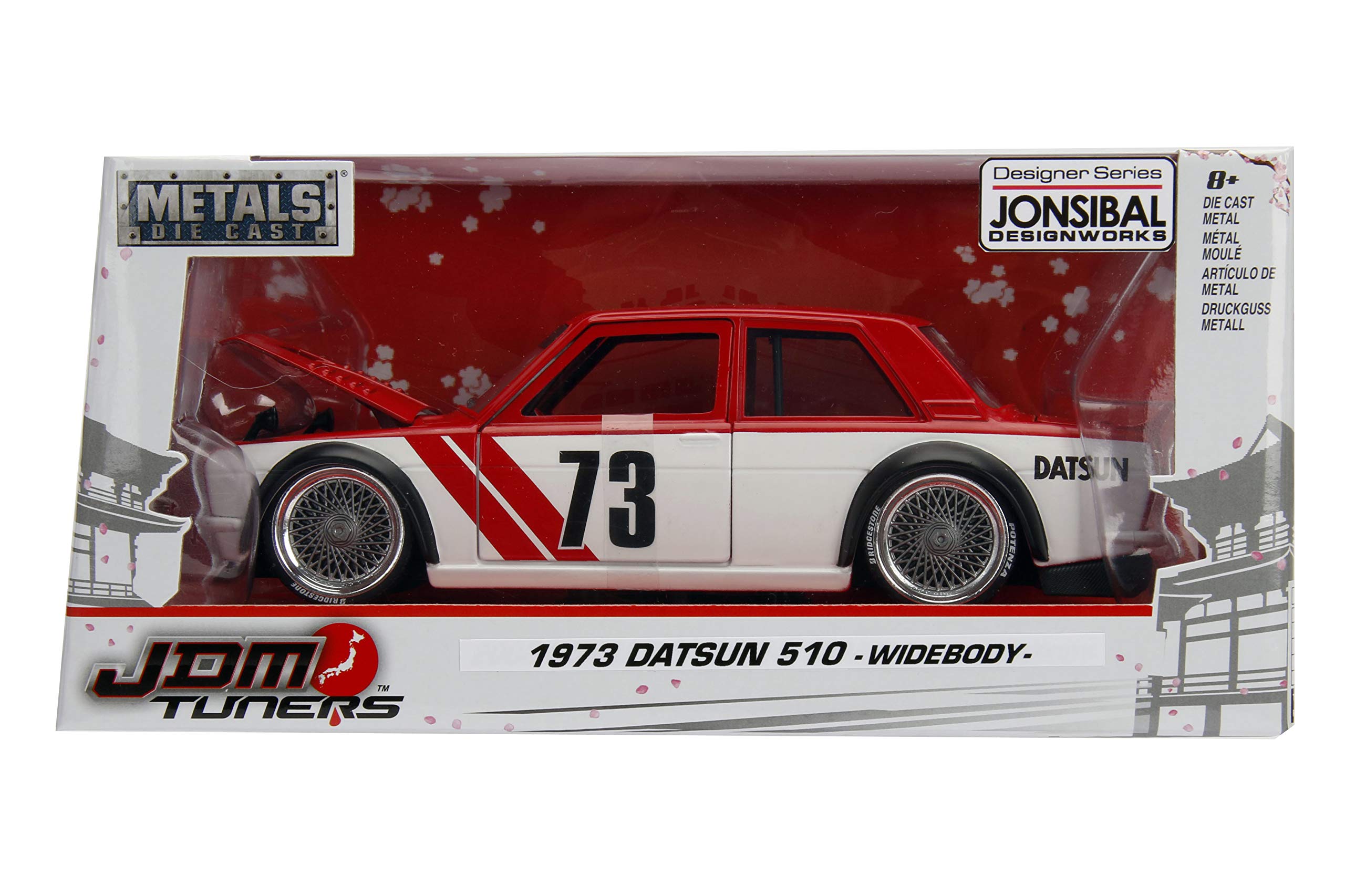 1973 Datsun 510 Widebody #73 Red JDM Tuners 1/24 Diecast Model Car
