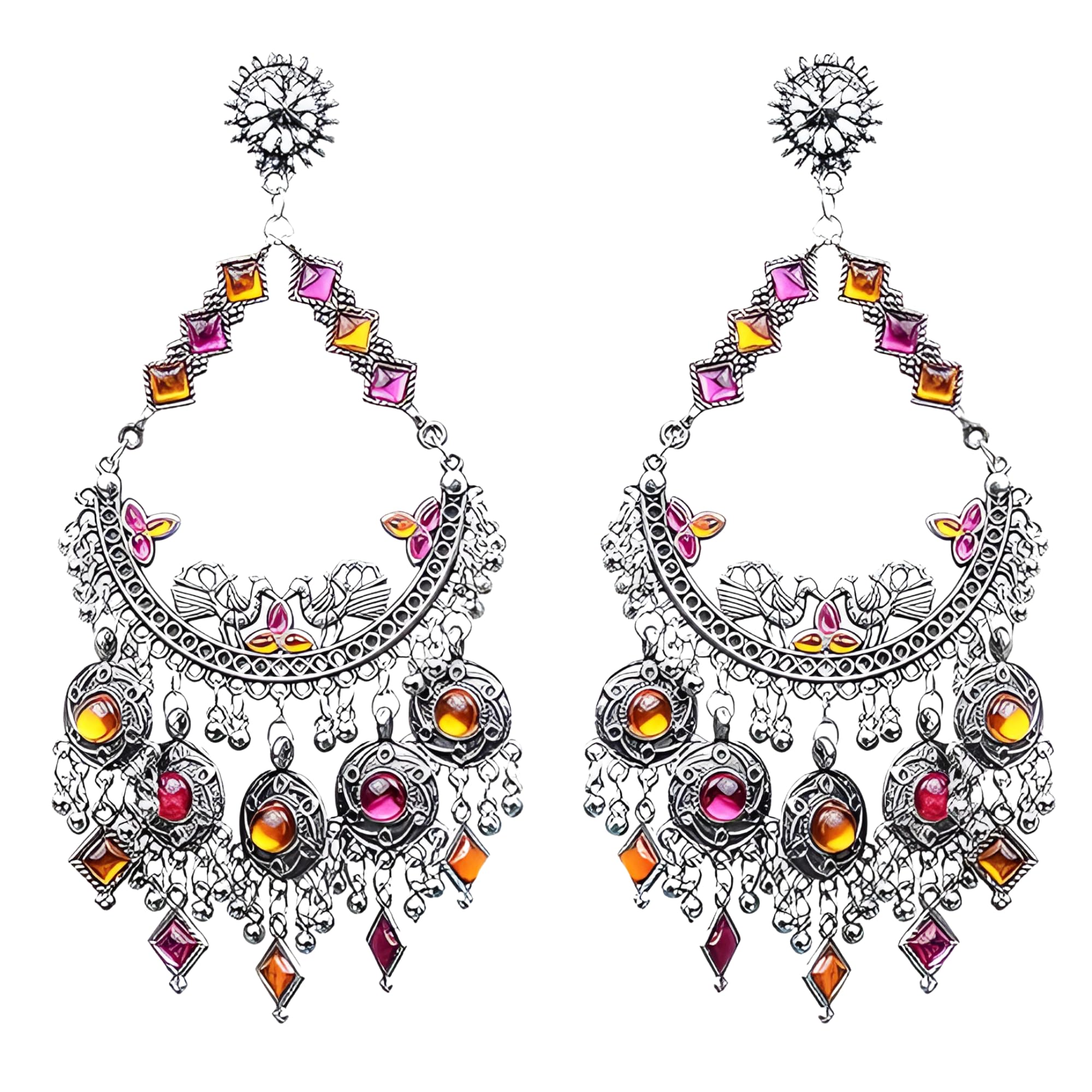 See full amazon price history chart for Crystal Dangle Earrings for Women, Multicolor, Oxidised Silver Plated, Stylish Jhumkas Crystal Dangle Earrings for Women, Multicolor, Oxidised Silver Plated, Stylish Jhumkas (B0D35S5RX8) Amazon Price History, Amazon Price Tracker