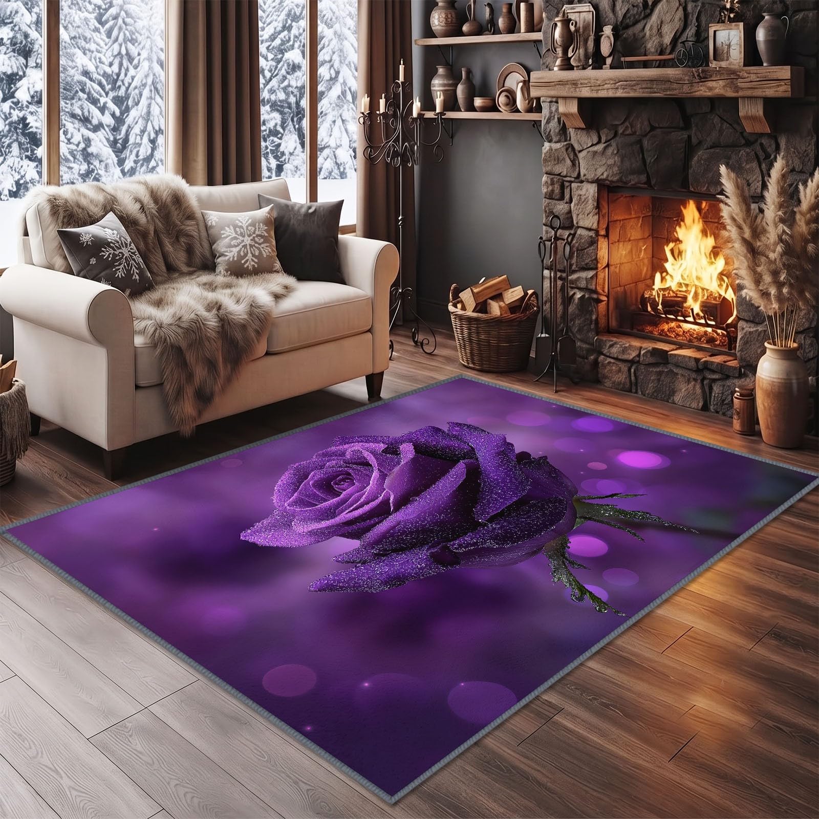 Alfombra moderna para sala de estar y sala de juegos que transforma tu hogar en un oasis floral